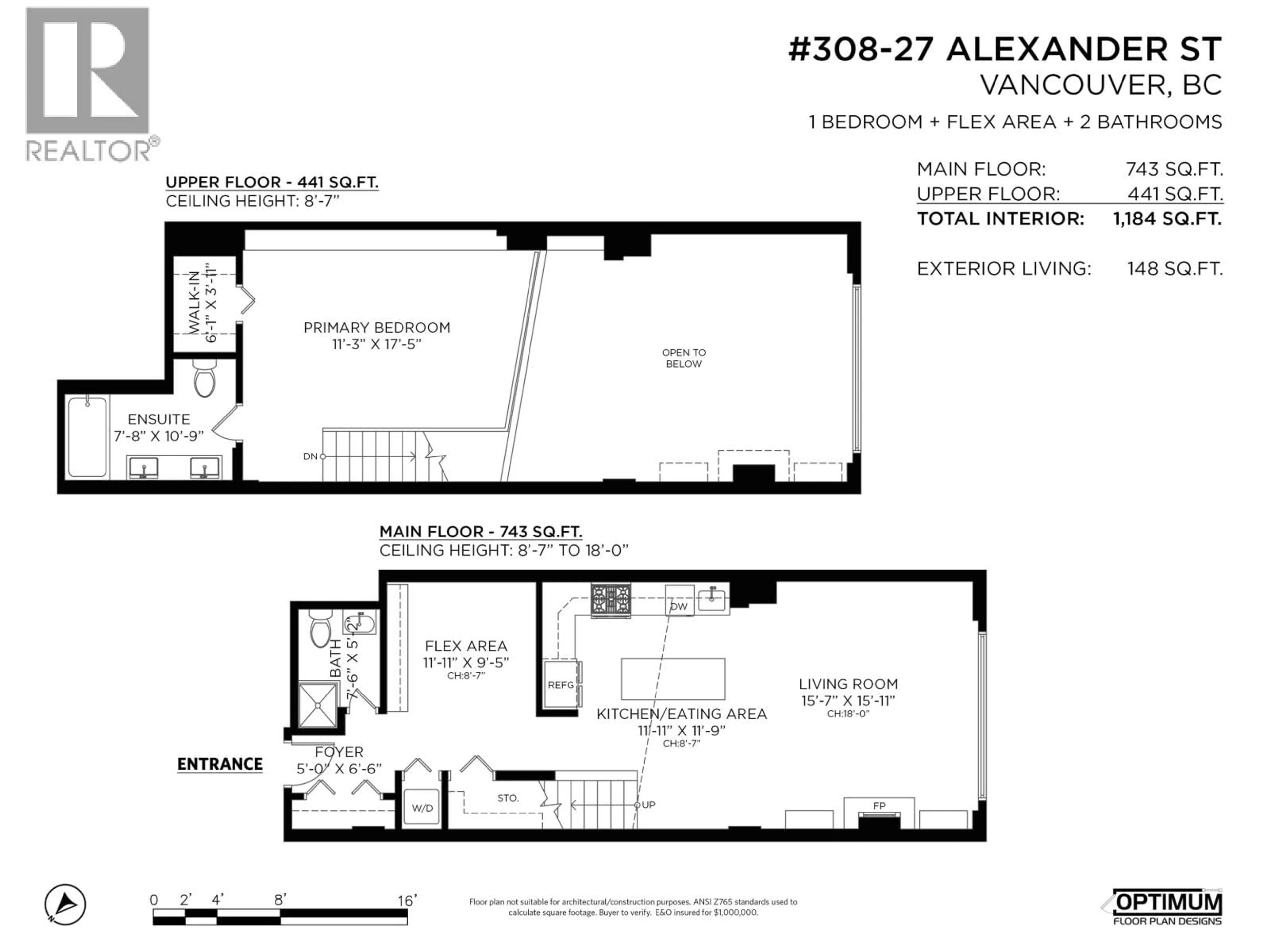 Floor plan for 308 - 27 ALEXANDER STREET, Vancouver British Columbia V6A1B2