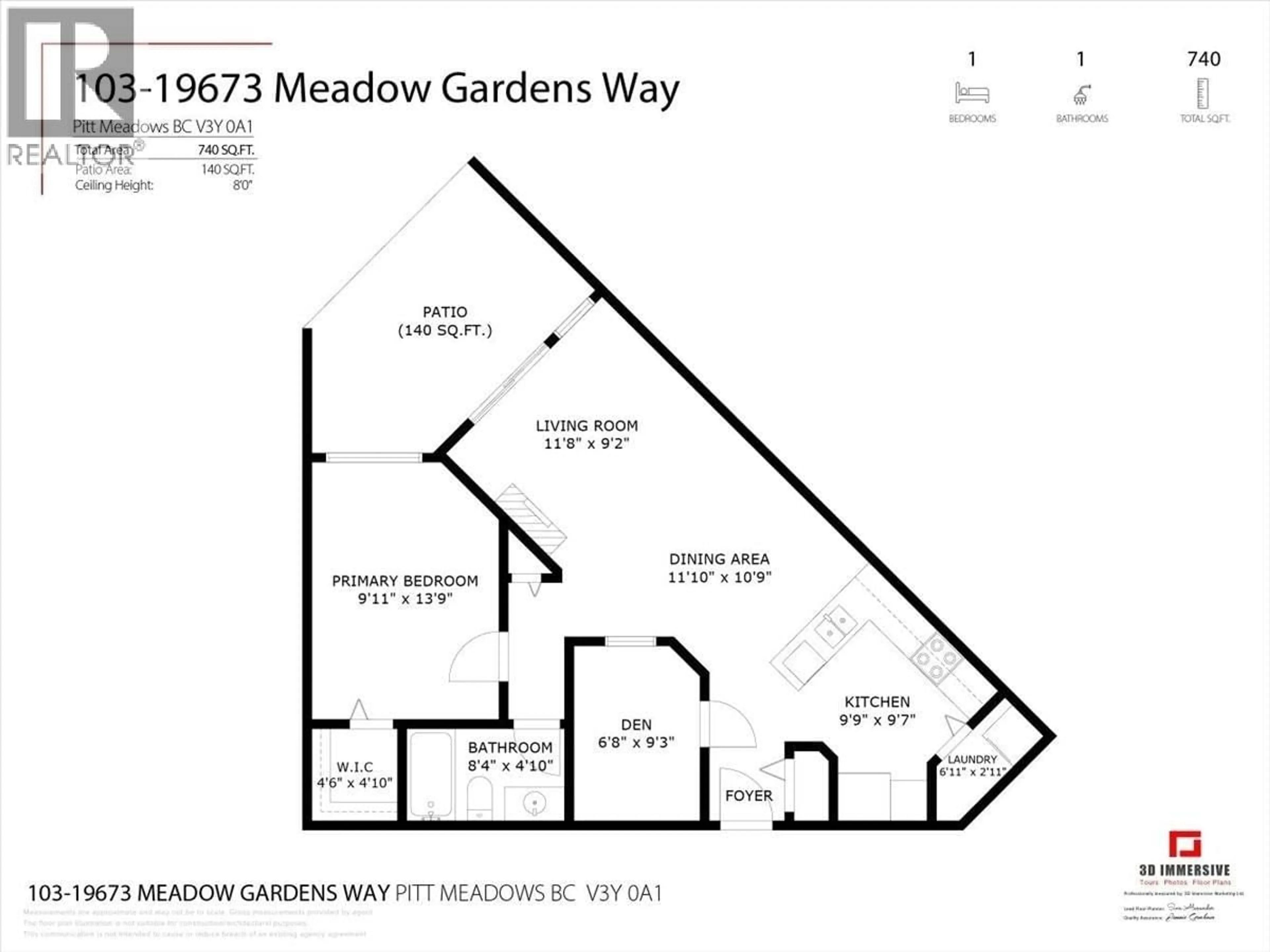 Floor plan for 103 - 19673 MEADOW GARDENS WAY, Pitt Meadows British Columbia V3Y0A1
