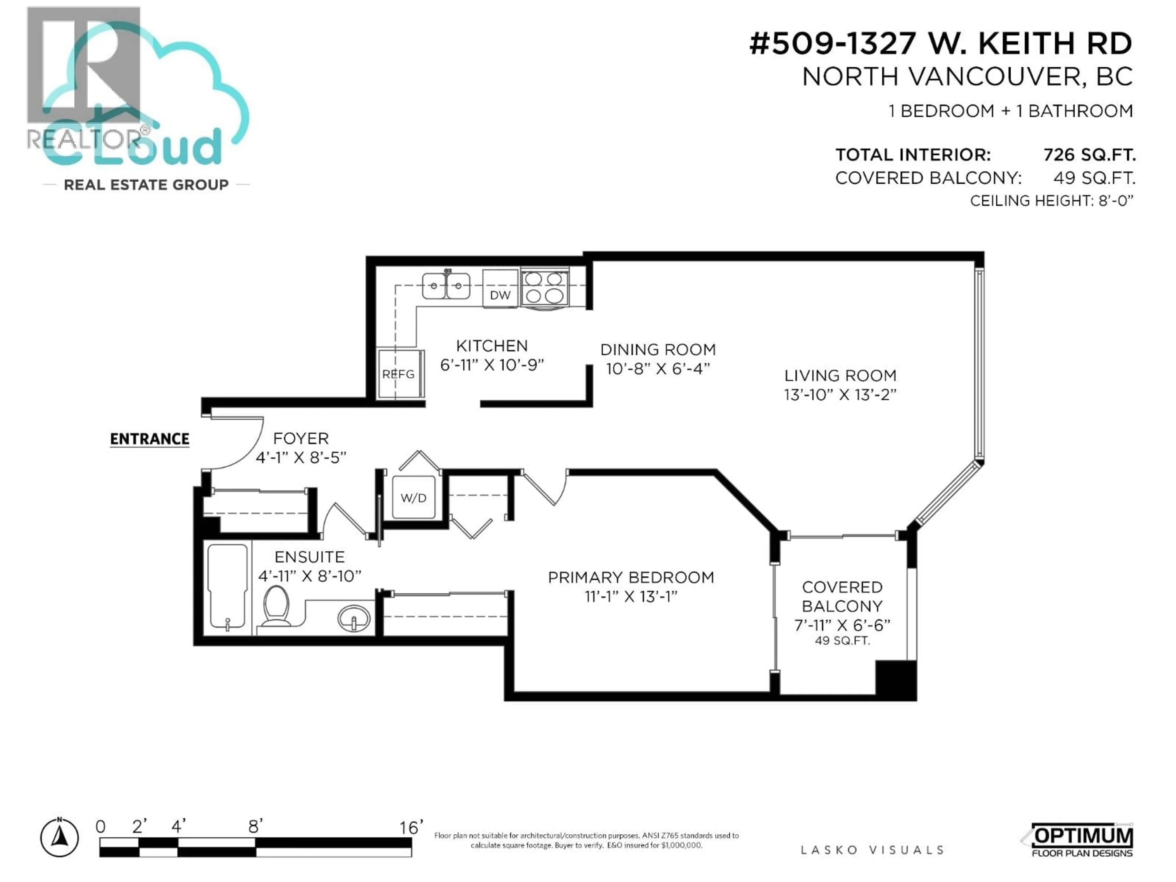 Floor plan for 509 - 1327 KEITH ROAD, North Vancouver British Columbia V7J3T5