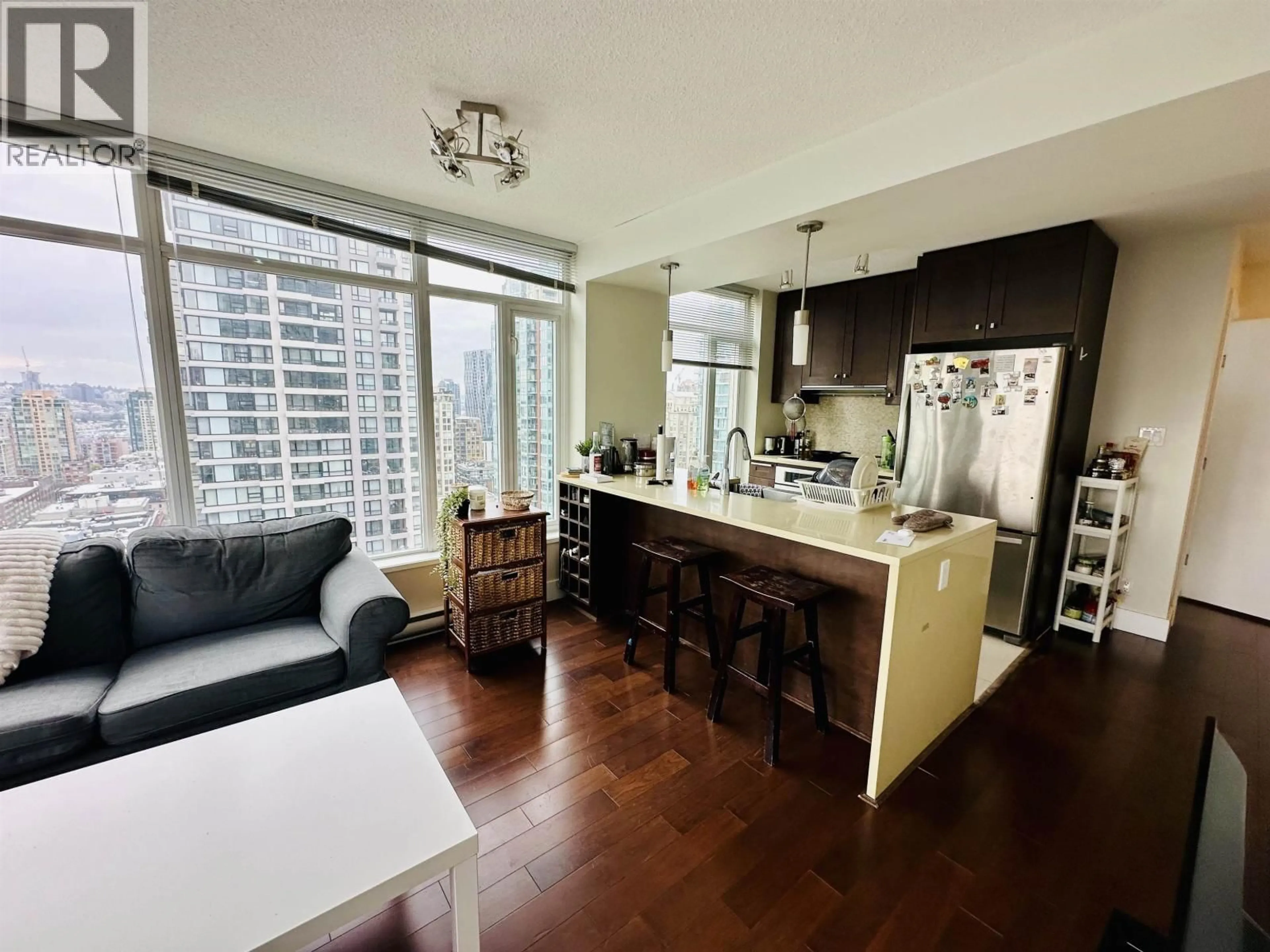 Open concept kitchen, wood/laminate floor for 2407 - 888 HOMER STREET, Vancouver British Columbia V6B0H7