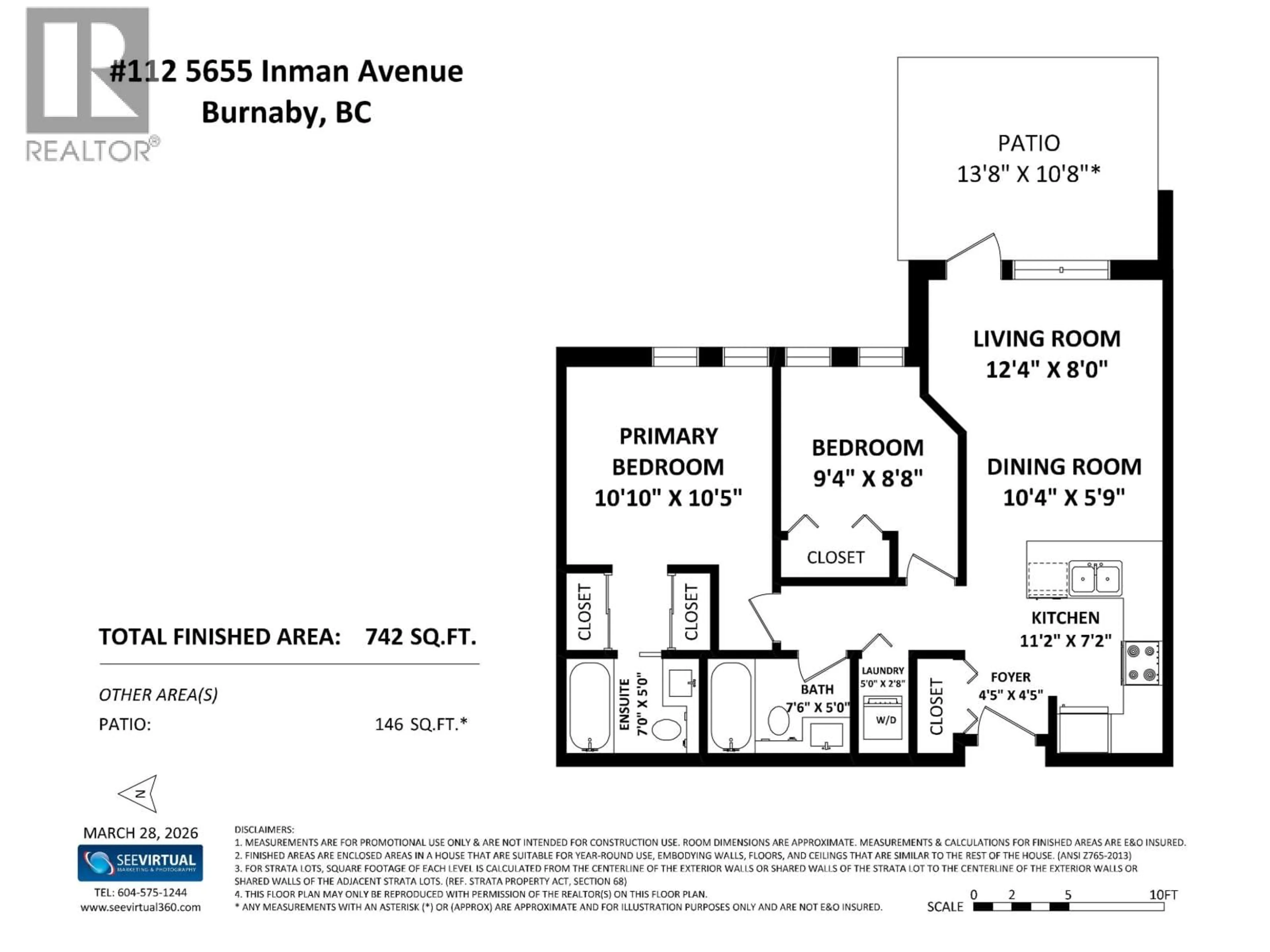Floor plan for 112 - 5655 INMAN AVENUE, Burnaby British Columbia V5H2M2