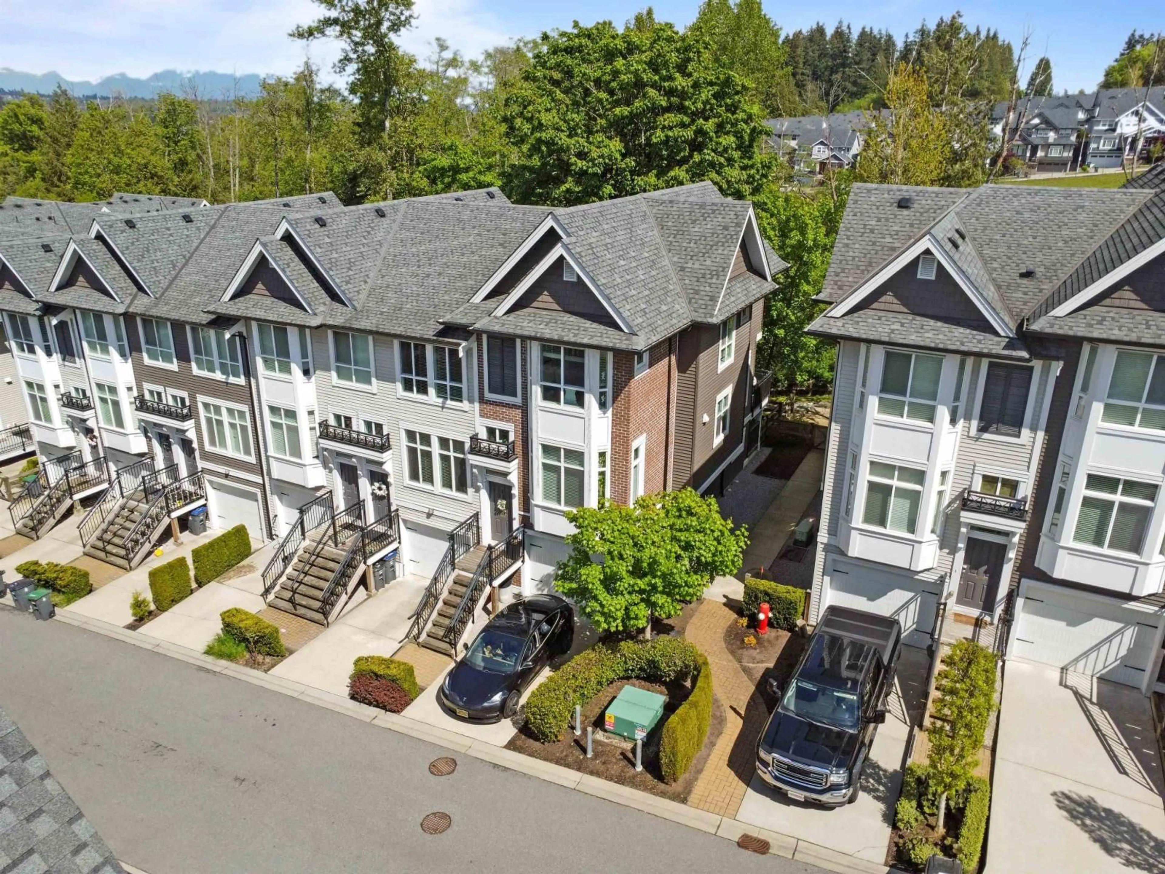 A pic from outside/outdoor area/front of a property/back of a property/a pic from drone, mountain view for 61 - 14433 60 AVENUE, Surrey British Columbia V3S1R4