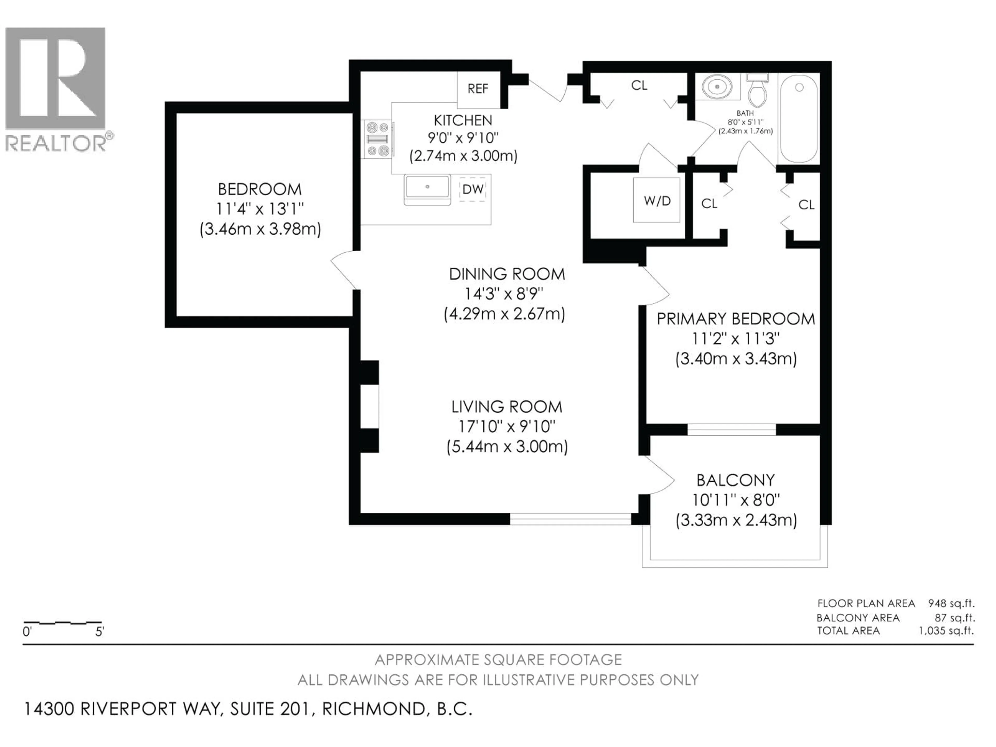 Floor plan for 201 - 14300 RIVERPORT WAY, Richmond British Columbia V6W0A4