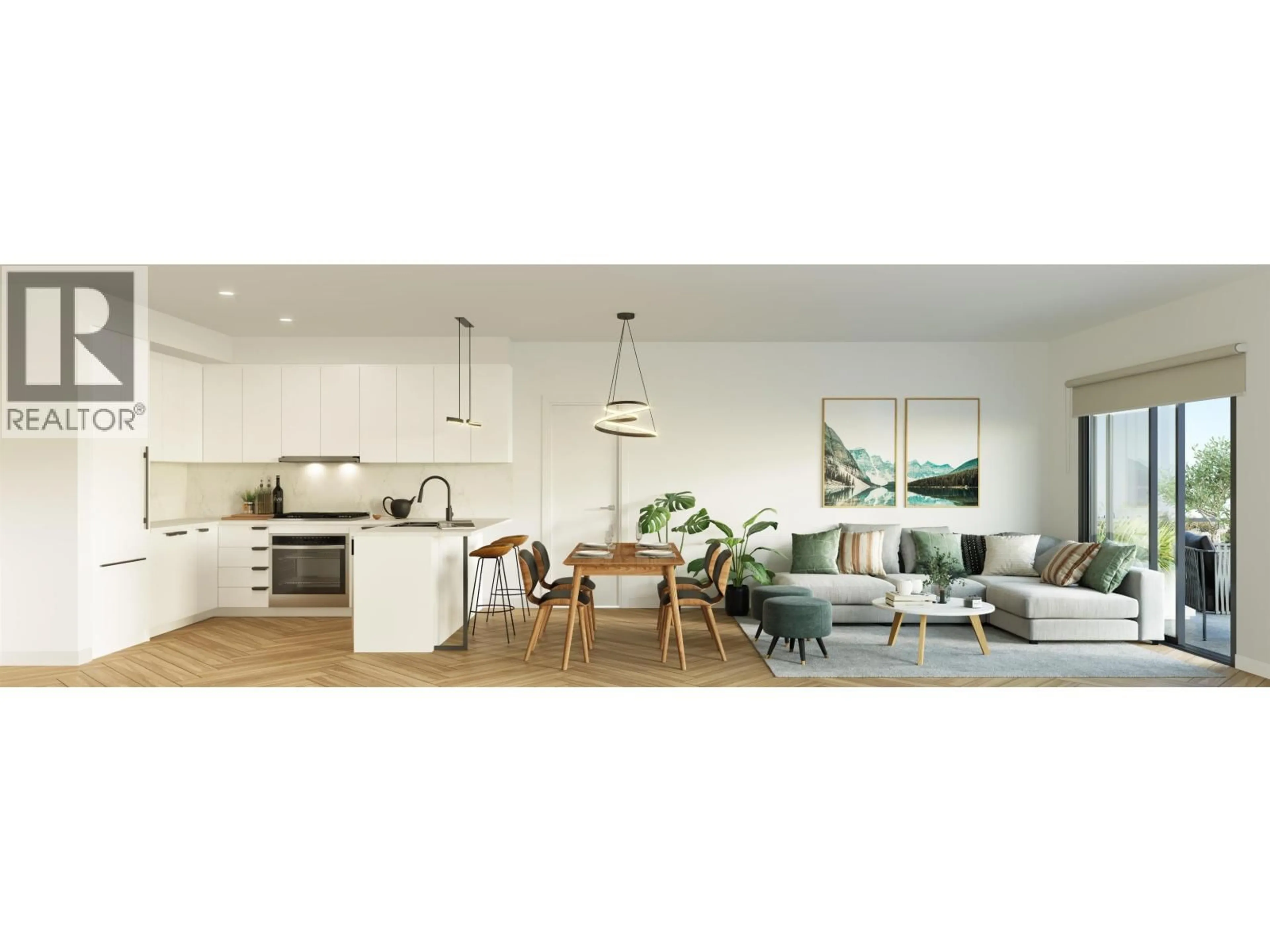 Open concept kitchen, wood/laminate floor for 620 - 599 DANSEY AVENUE, Coquitlam British Columbia V3J5S4