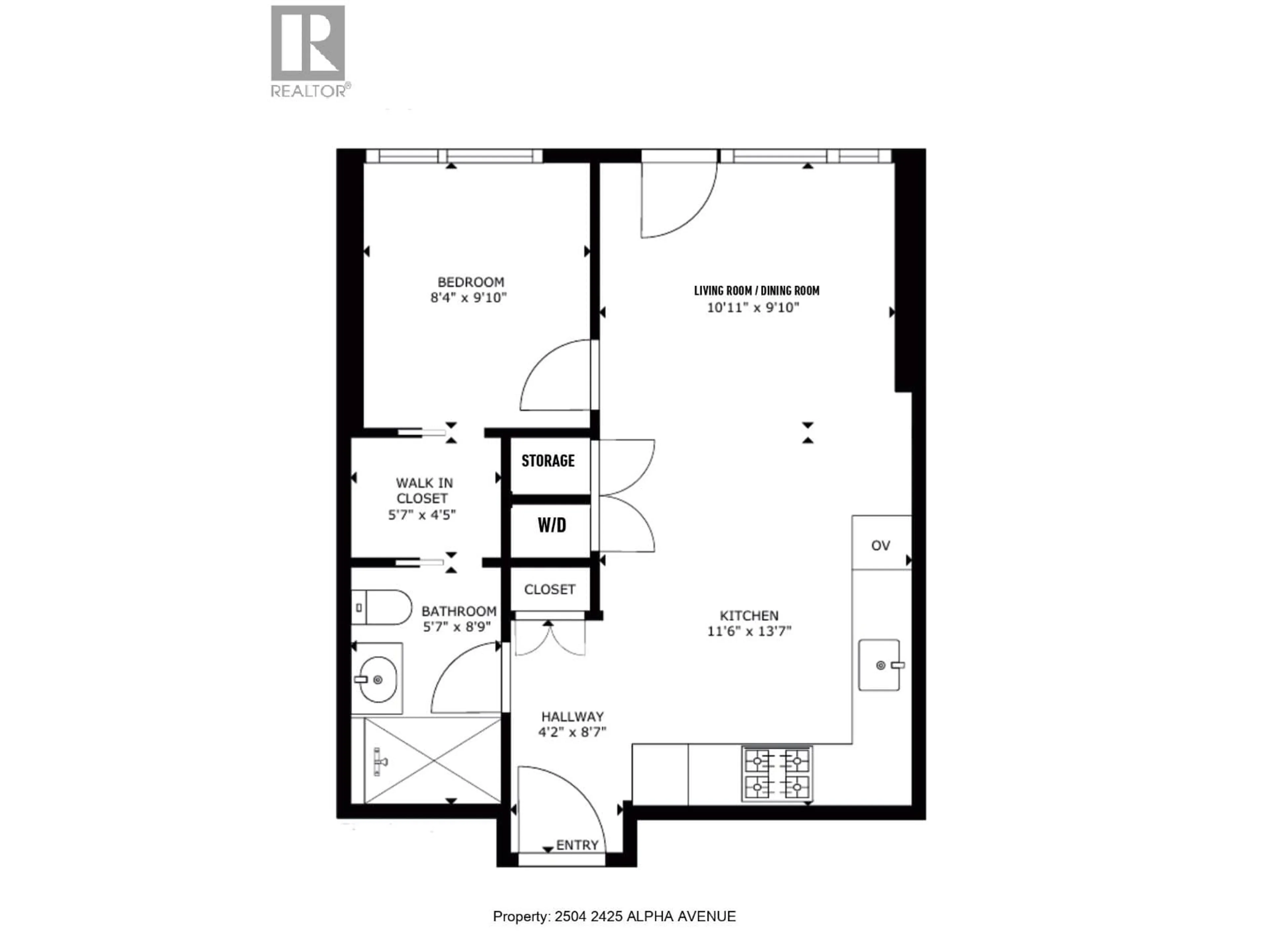 Floor plan for 2504 - 2425 ALPHA AVENUE, Burnaby British Columbia V5C0N6