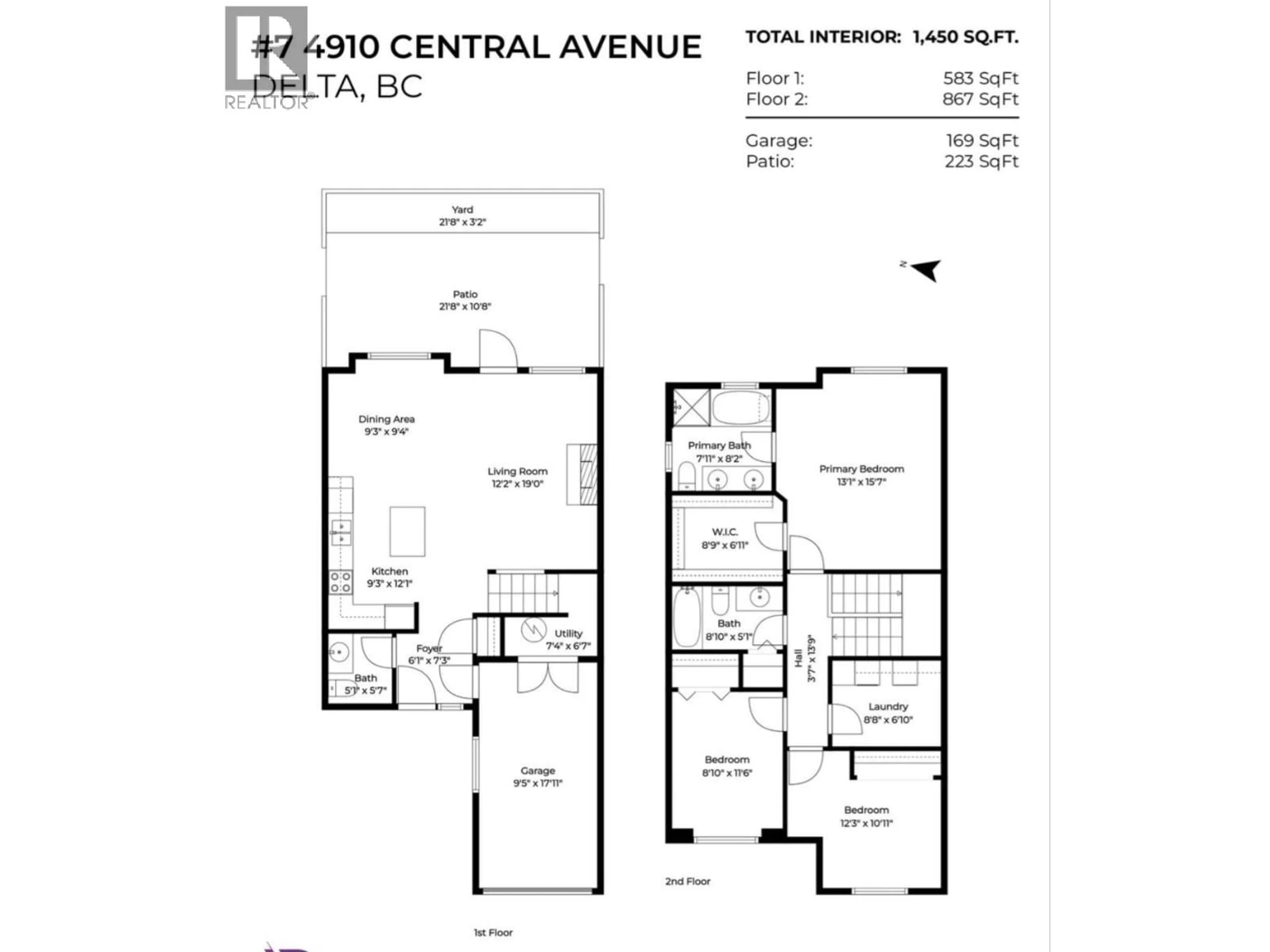 Floor plan for 7 - 4910 CENTRAL AVENUE, Delta British Columbia V4K2G6