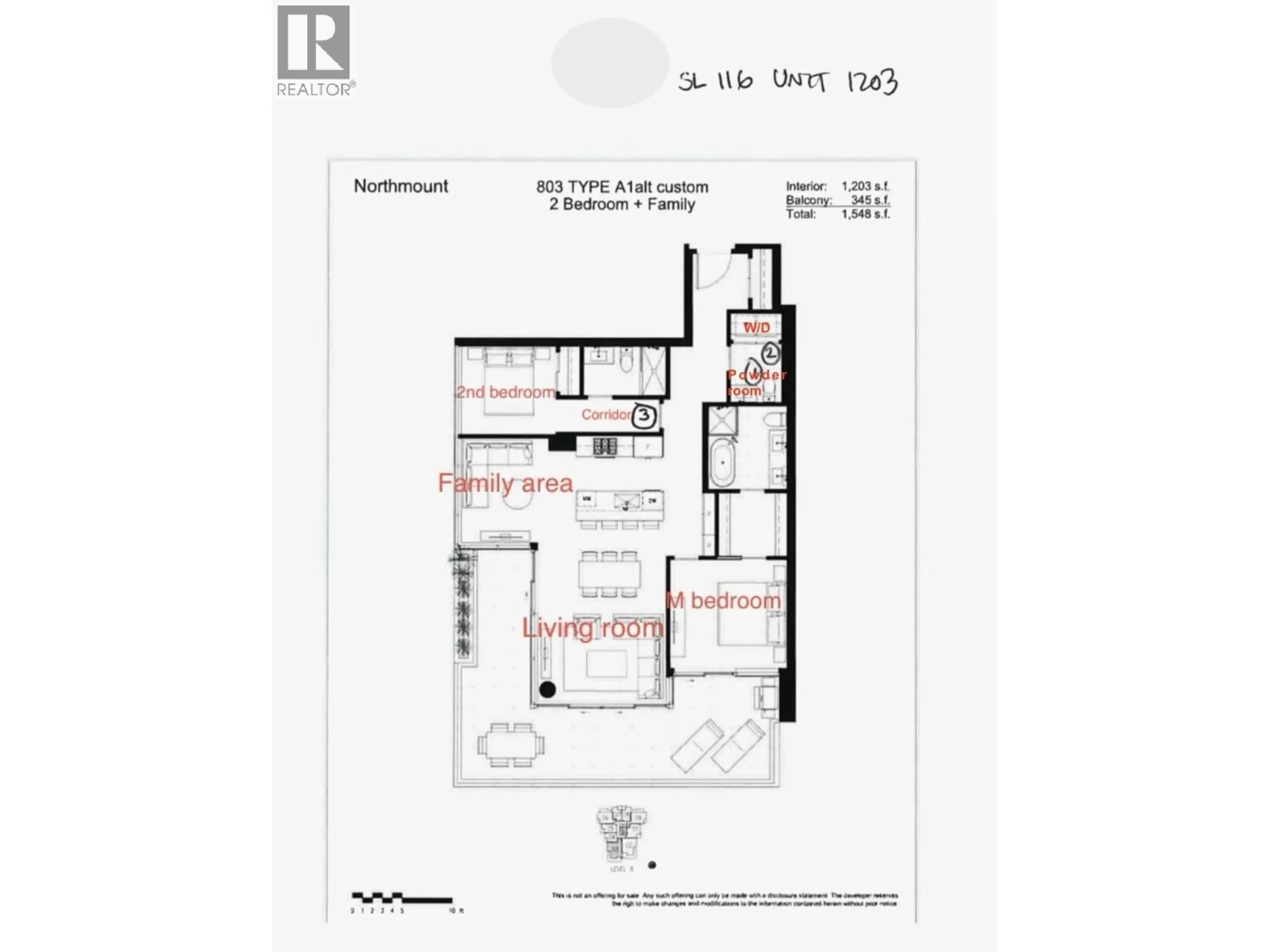 Floor plan for 1203 - 135 13TH STREET, North Vancouver British Columbia V7L0J8