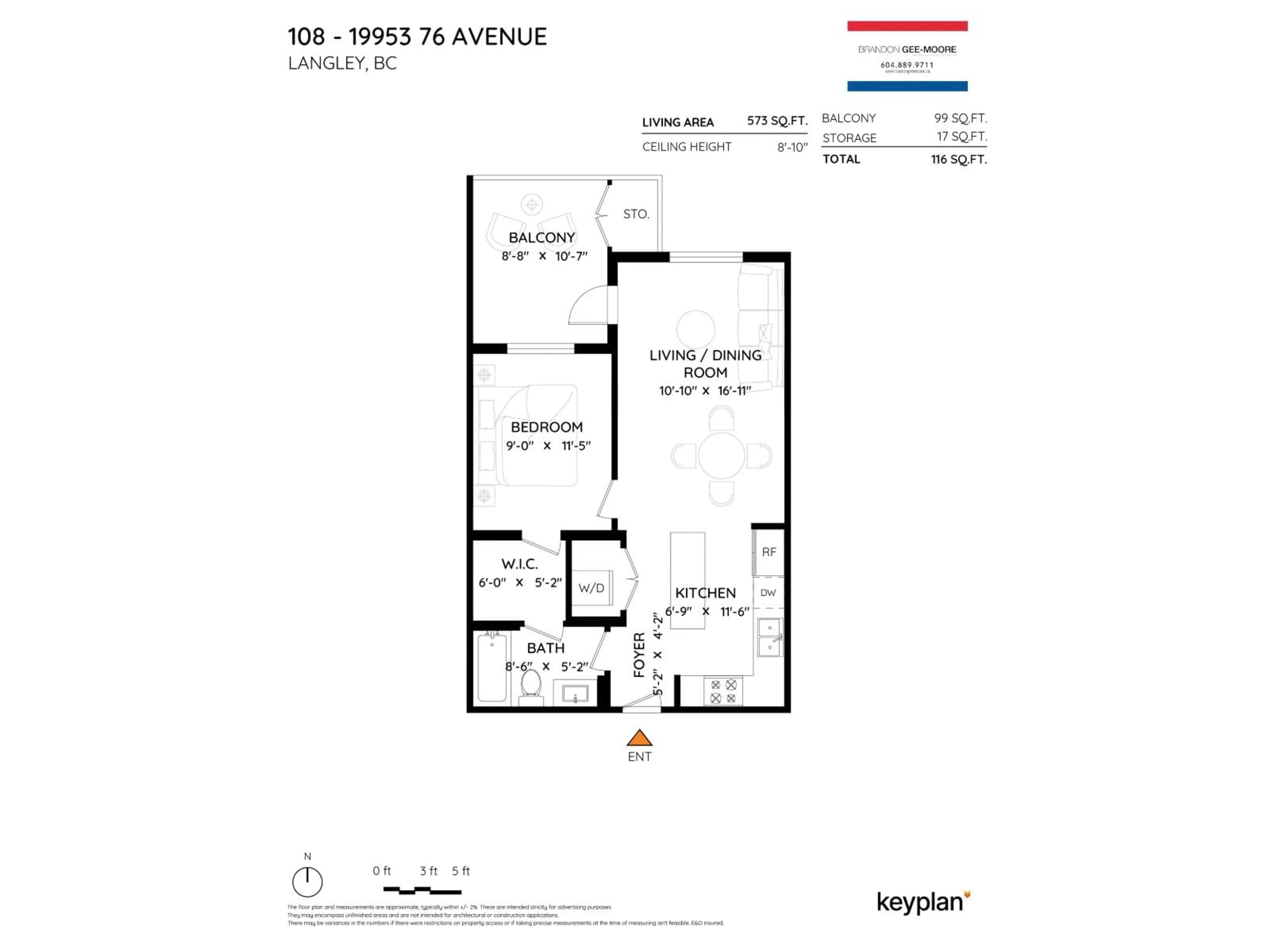 Floor plan for 108 - 19975 76 AVENUE, Langley British Columbia V2Y3Y1