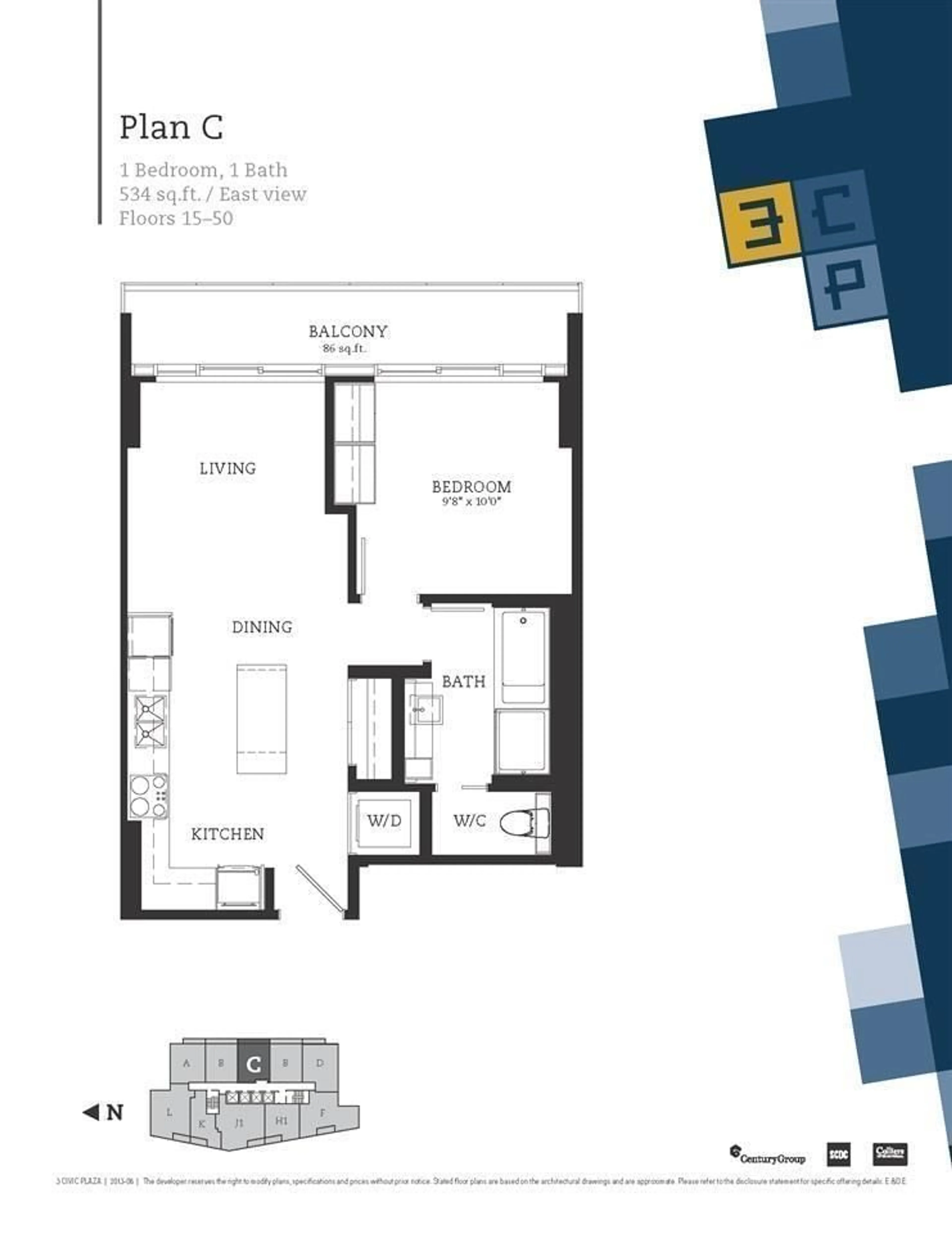 Floor plan for 3903 - 13495 CENTRAL AVENUE, Surrey British Columbia V3T0K2