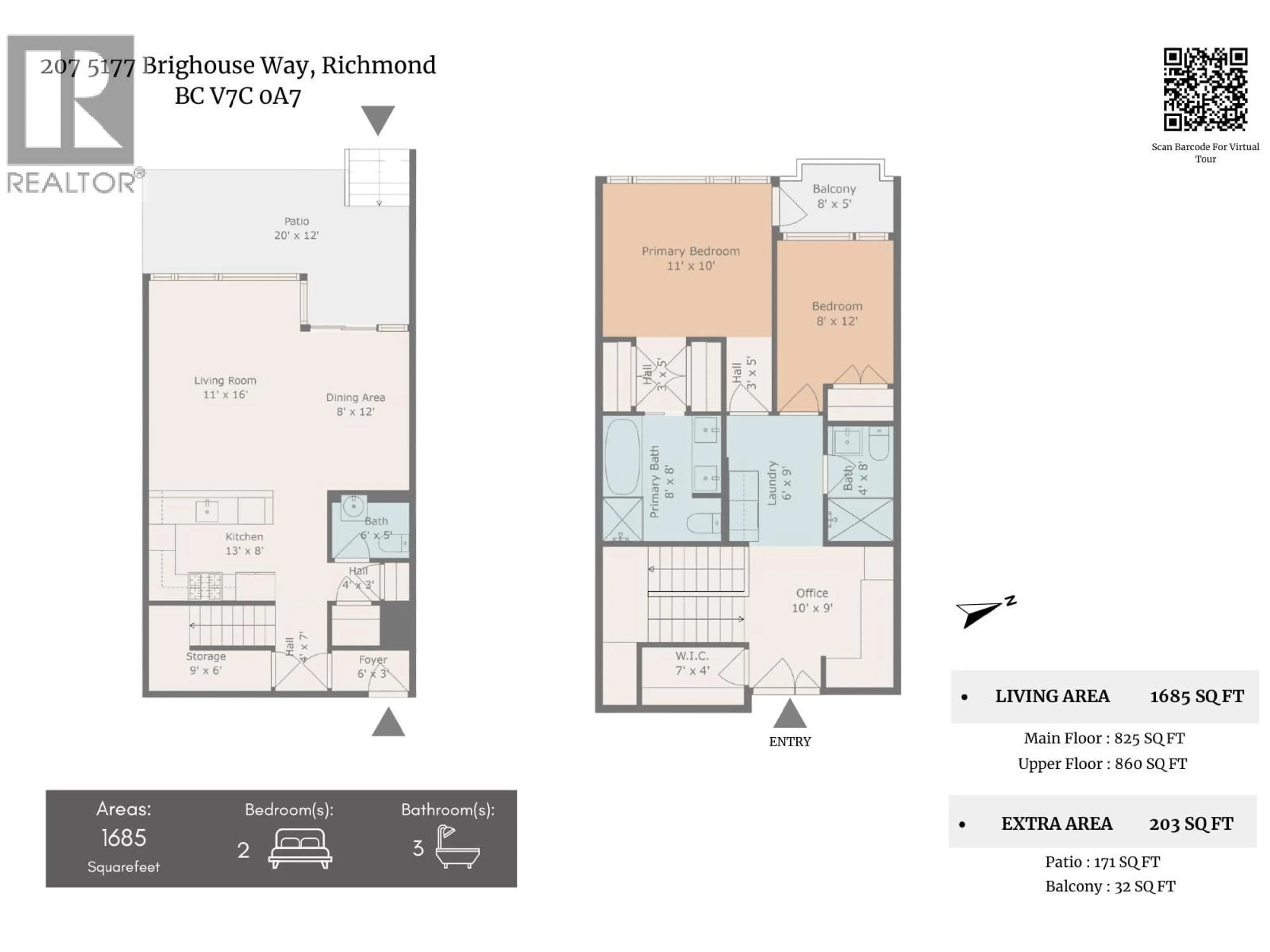 Floor plan for 207 - 5177 BRIGHOUSE WAY, Richmond British Columbia V7C0A7