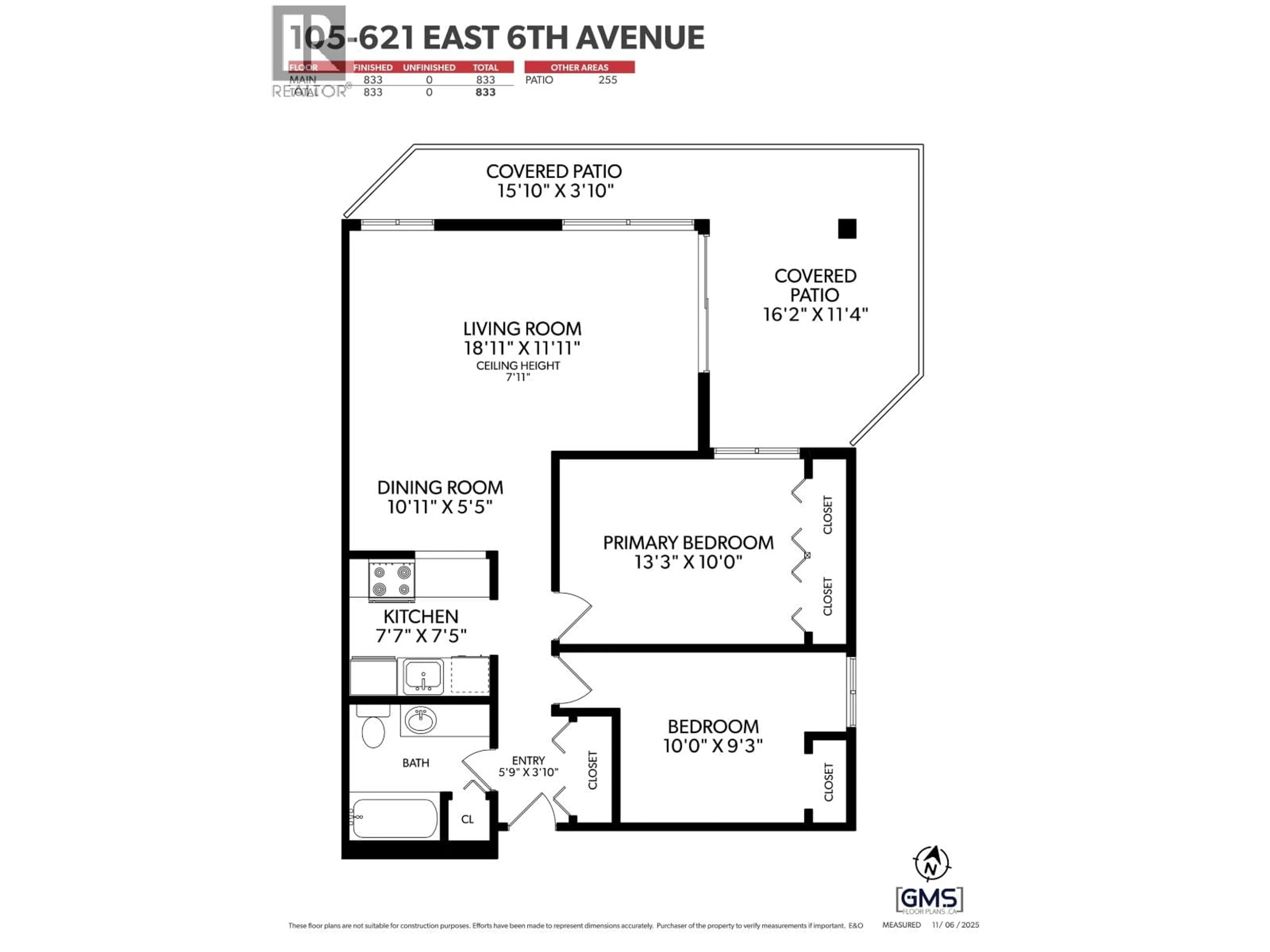 Floor plan for 105 - 621 6TH AVENUE, Vancouver British Columbia V5T4H3