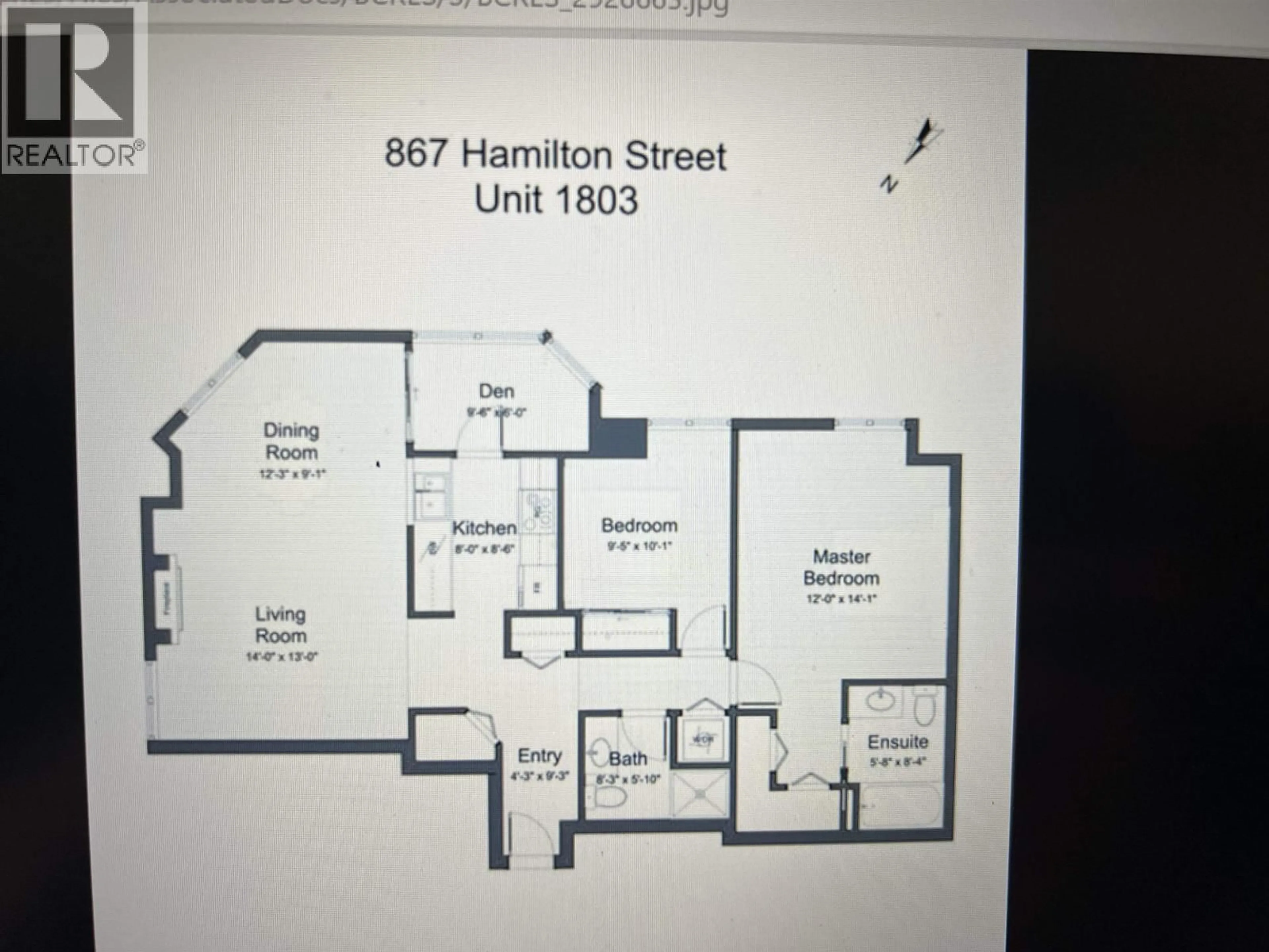 Floor plan for 1803 - 867 HAMILTON STREET, Vancouver British Columbia V6B6B7