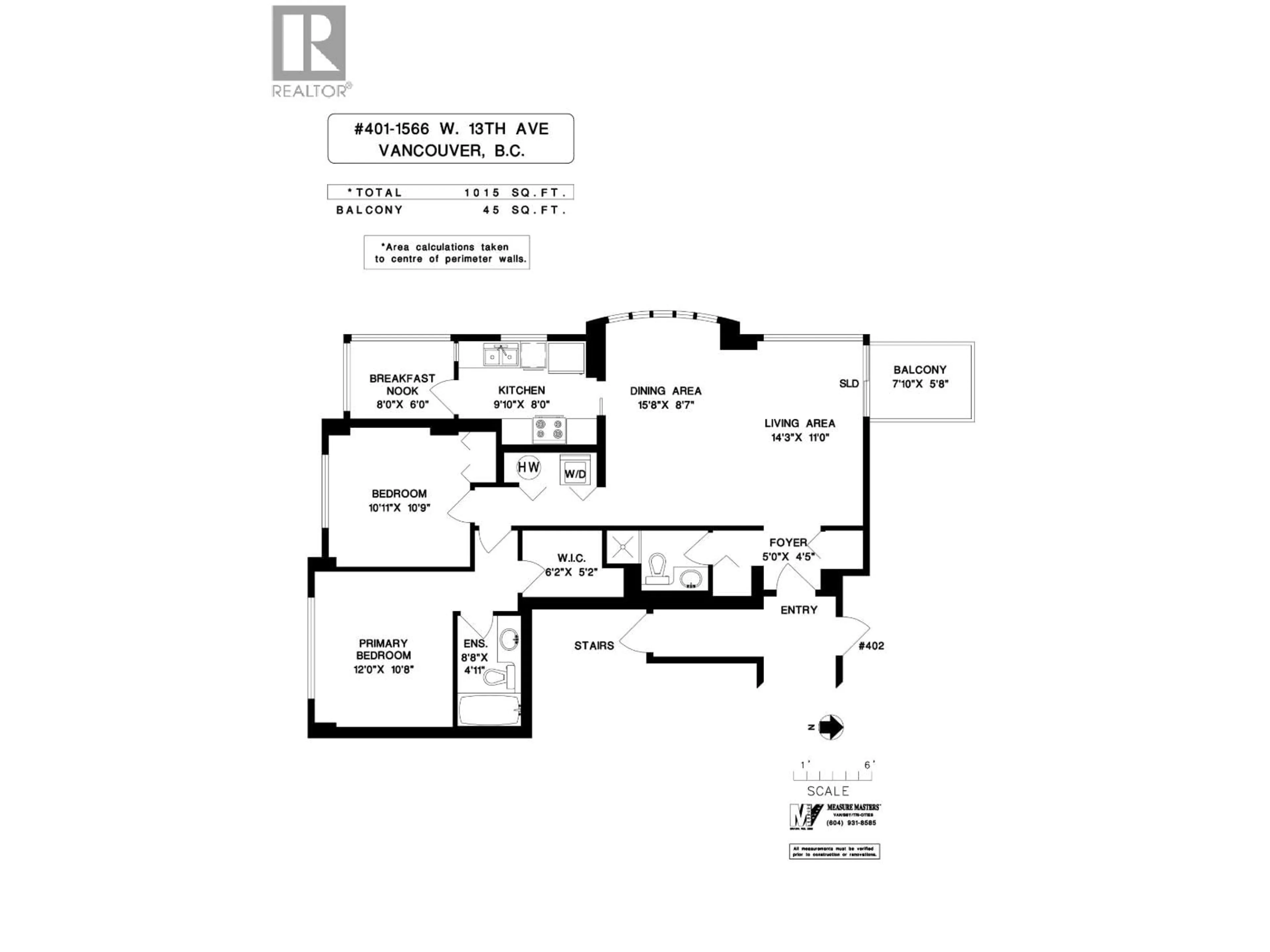 Floor plan for 401 - 1566 13 AVENUE, Vancouver British Columbia V6J2G4