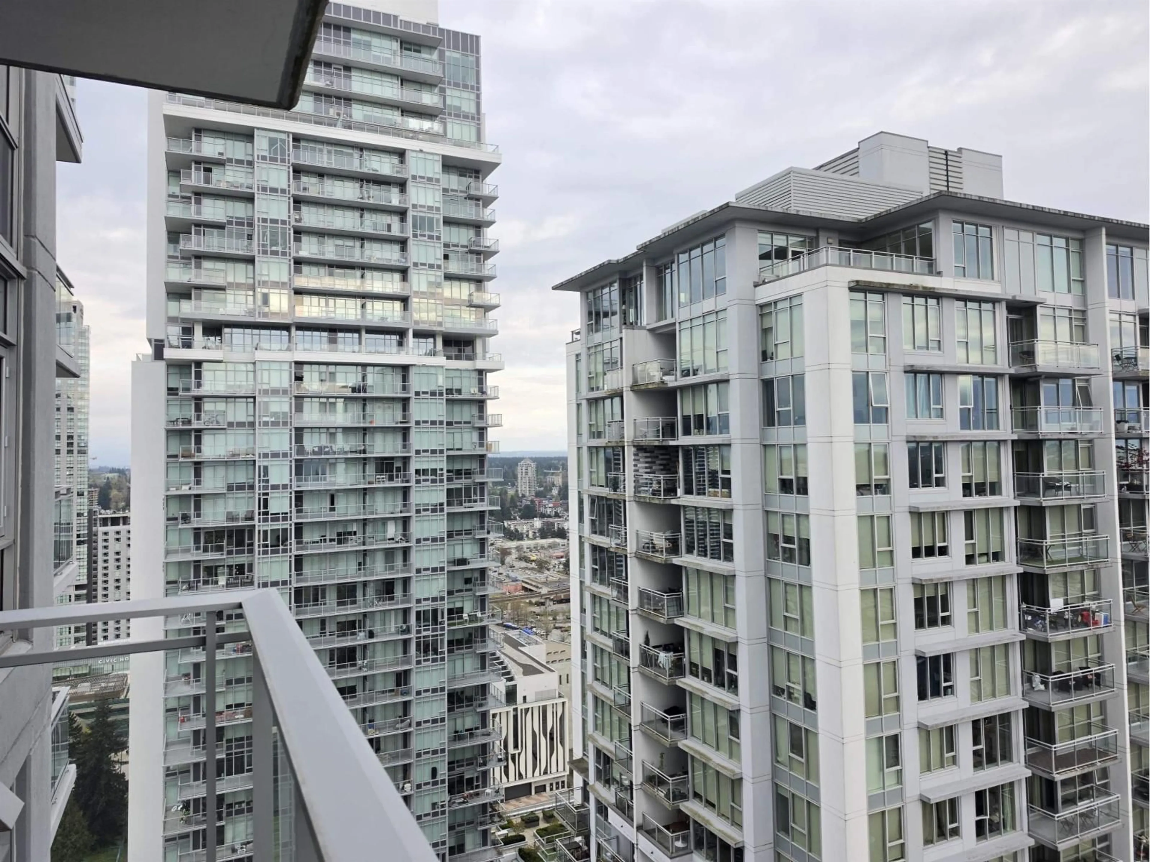 Balcony in the apartment, city buildings view from balcony for 3008 - 13308 CENTRAL AVENUE, Surrey British Columbia V3T0M4