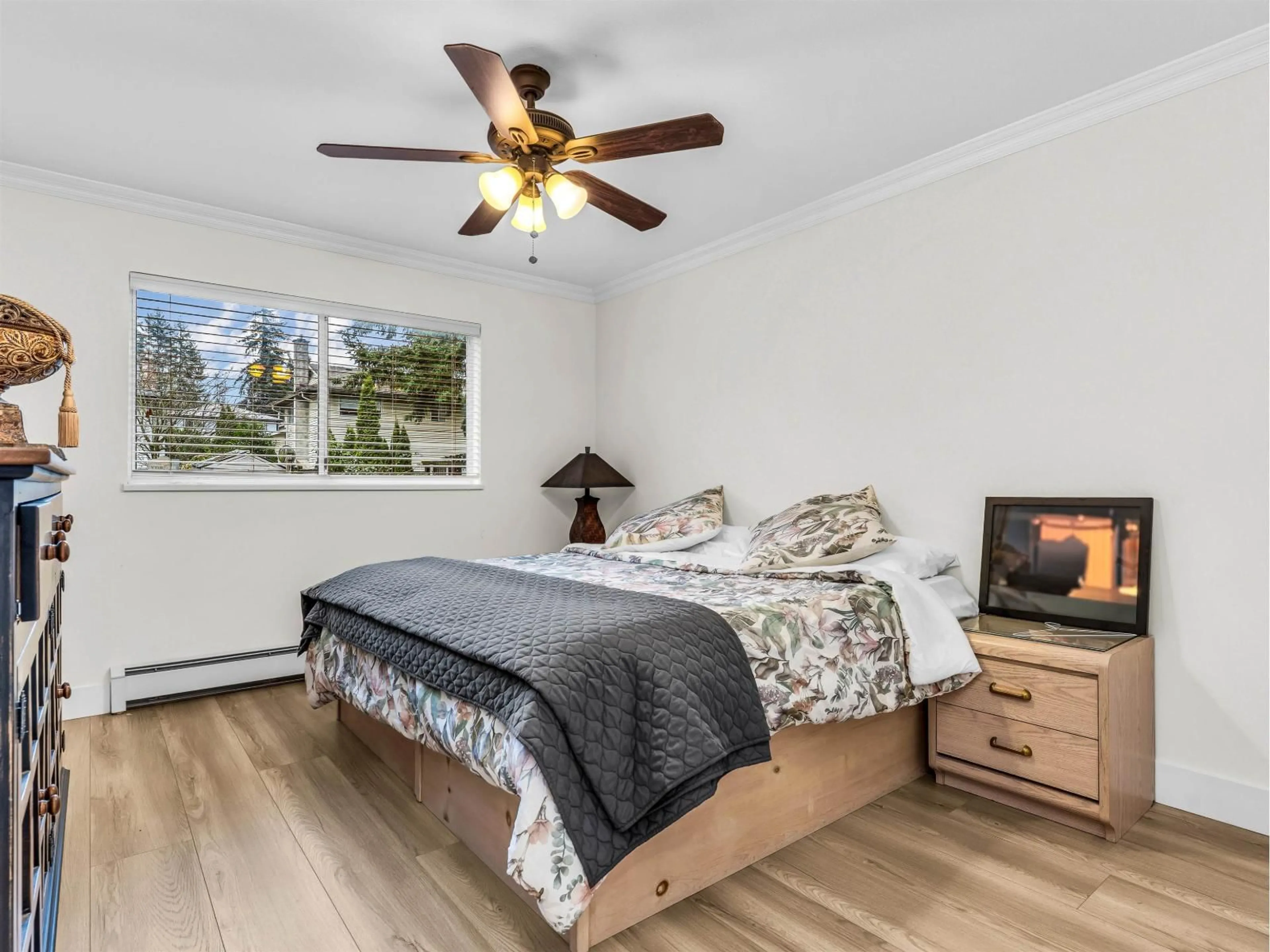 Bedroom with bed, wood/laminate floor for 7878 108 STREET, Delta British Columbia V4C4C2