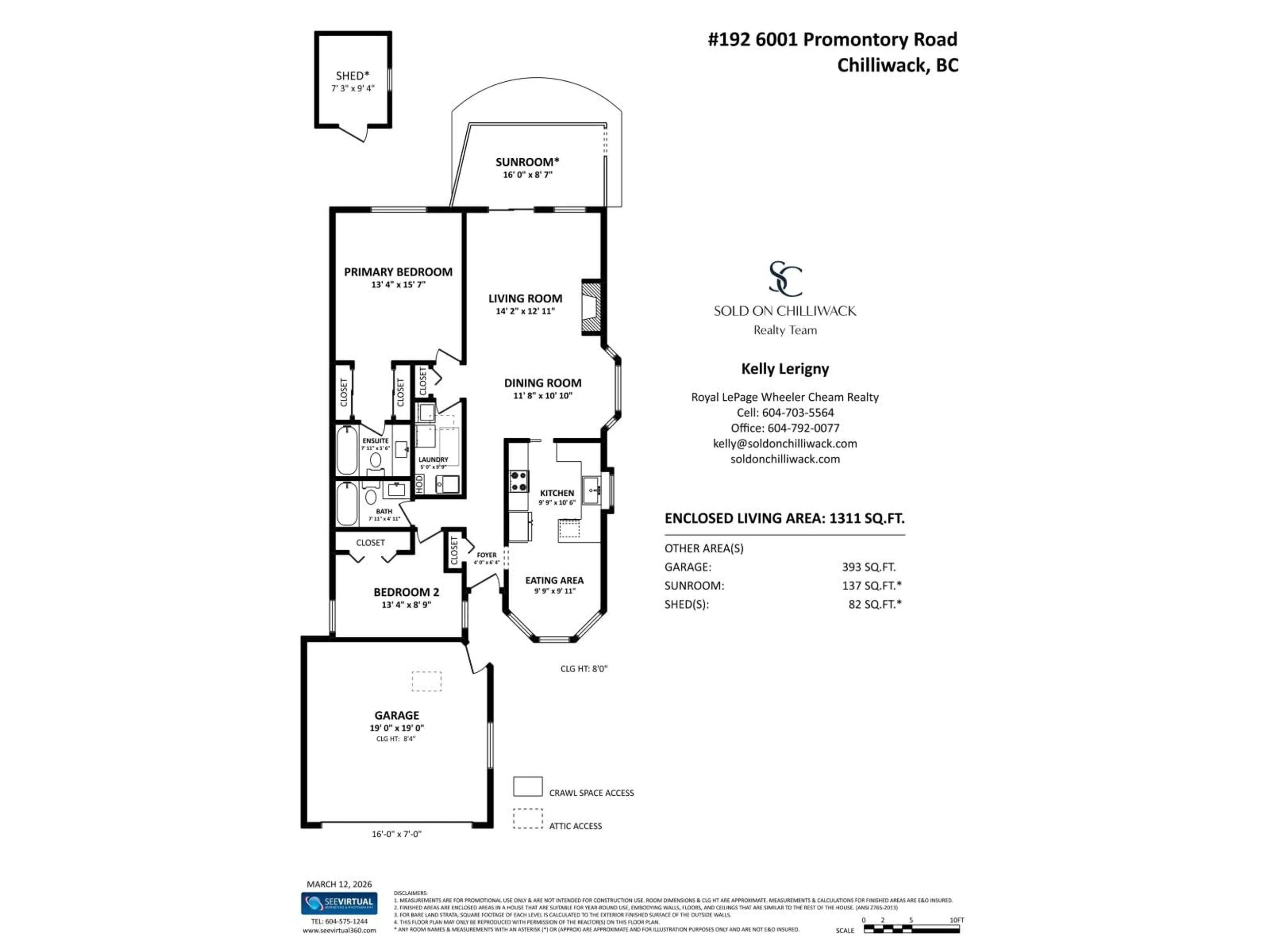 Floor plan for 192 - 6001 PROMONTORY ROAD, Chilliwack British Columbia V2R3E3