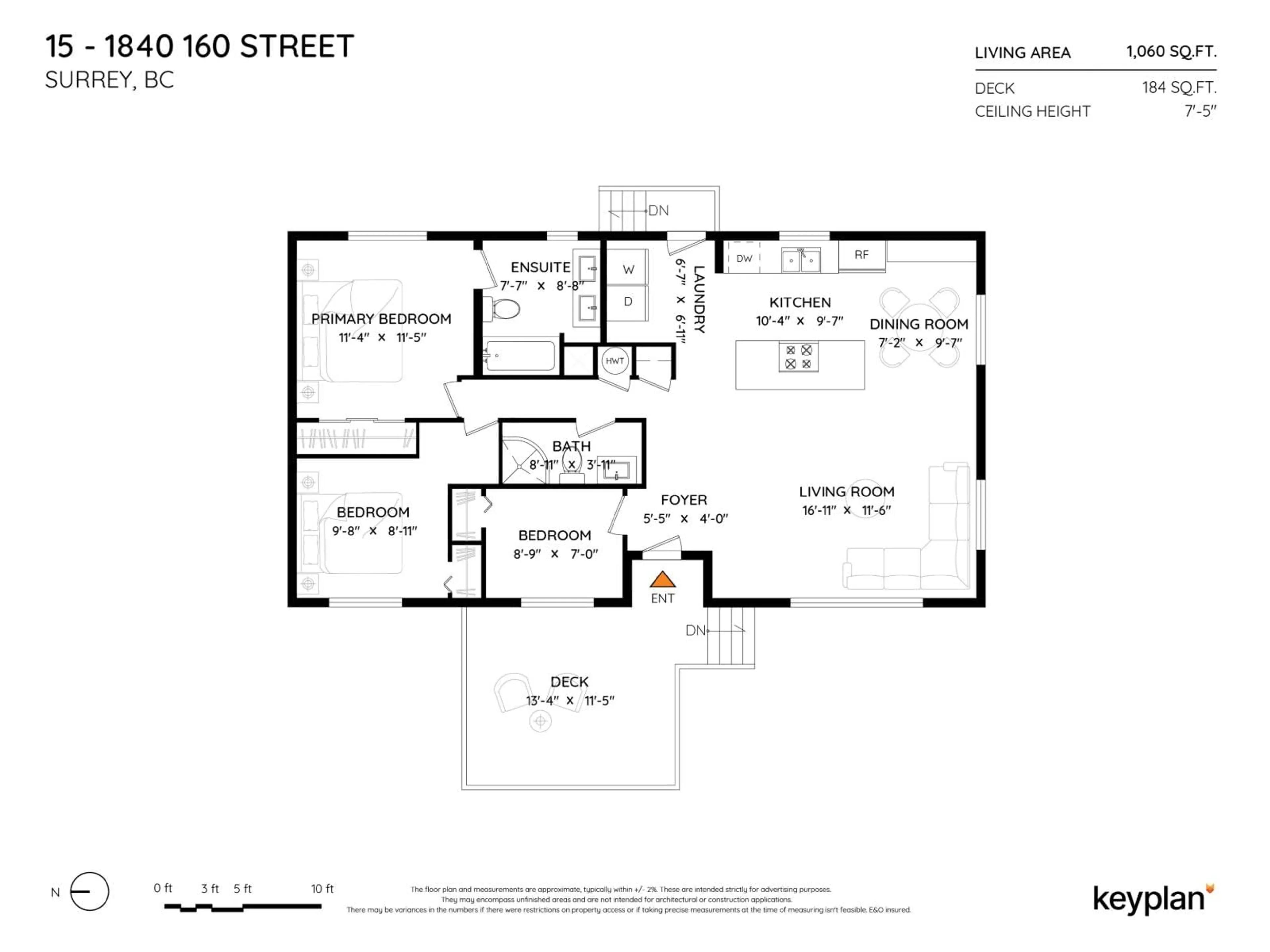 Floor plan for 15 - 1840 160 STREET, Surrey British Columbia V4A4X4