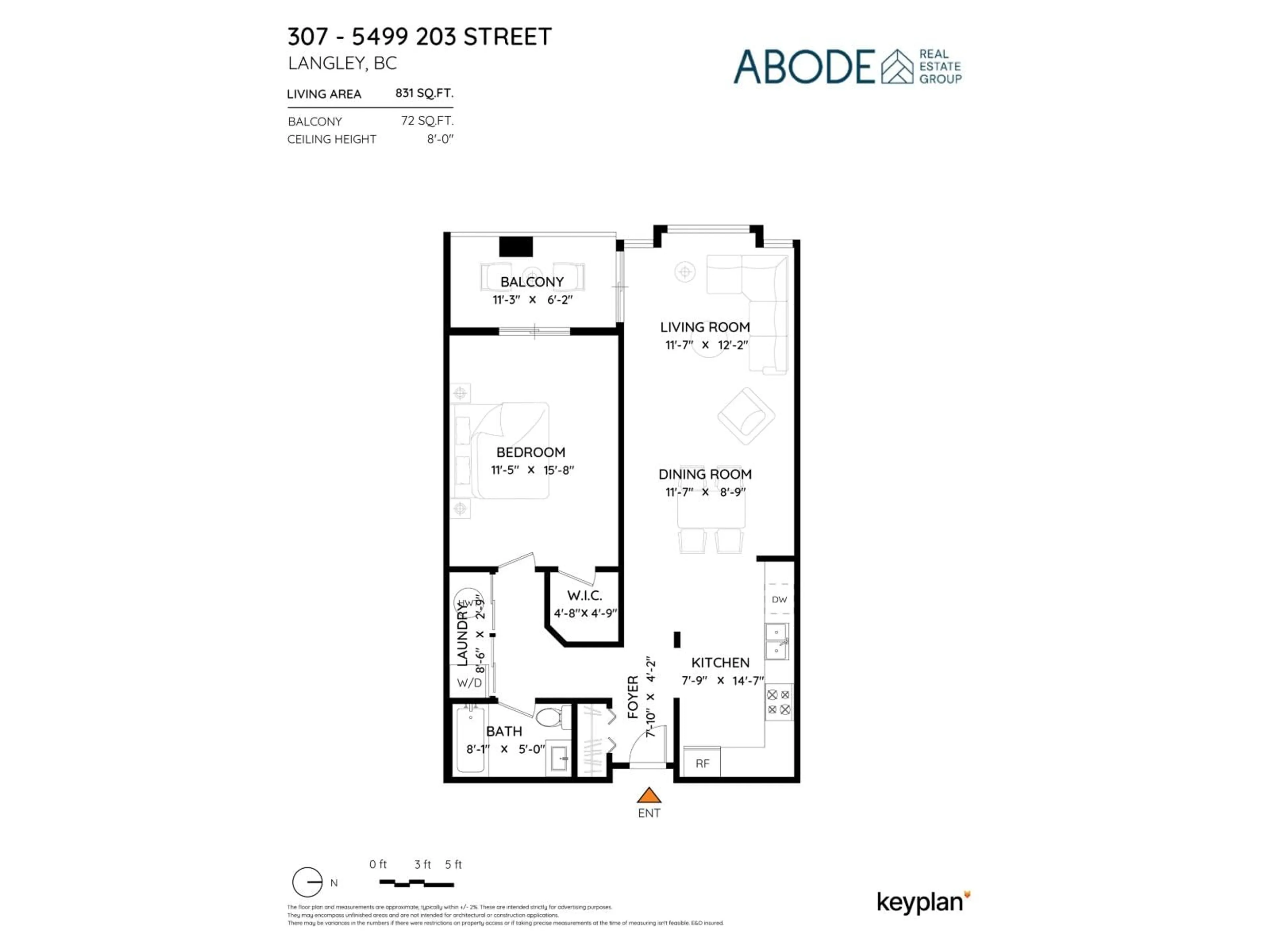 Floor plan for 307 - 5499 203 STREET, Langley British Columbia V3A1W1