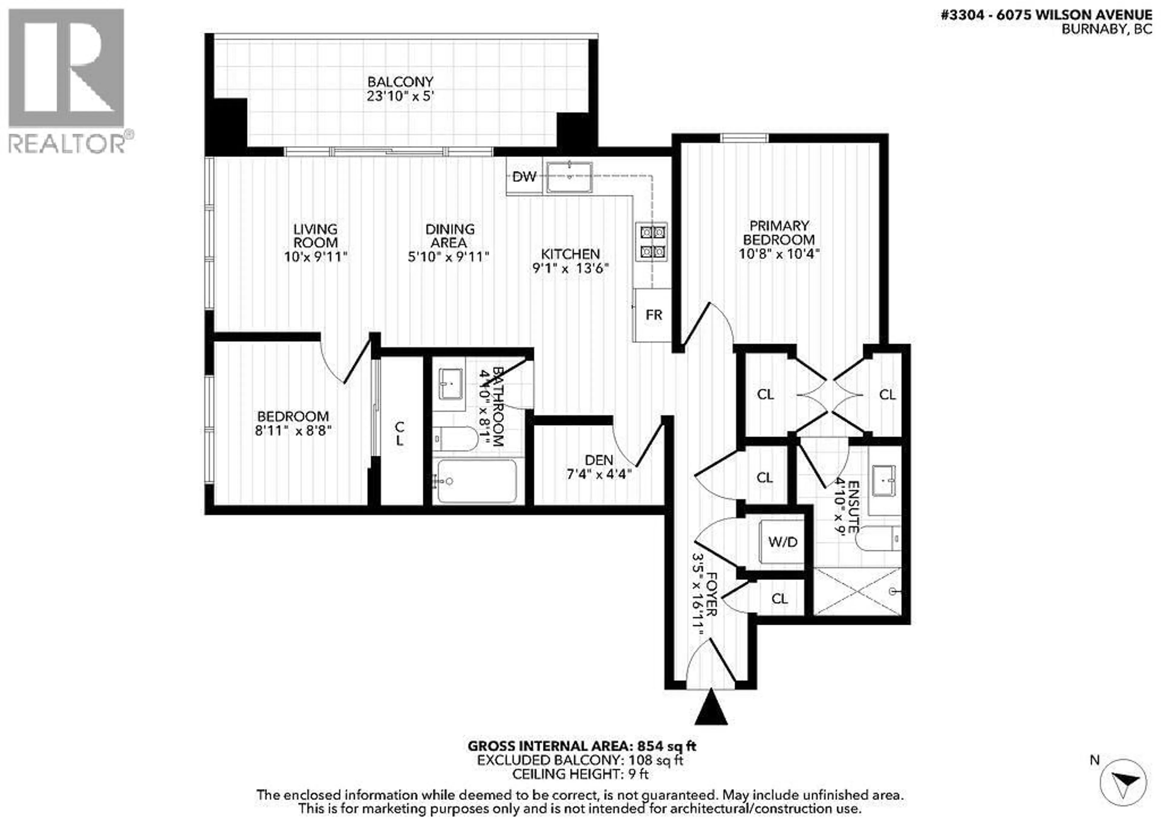 Floor plan for 3304 - 6087 WILSON AVE AVENUE, Burnaby British Columbia V5H0M1