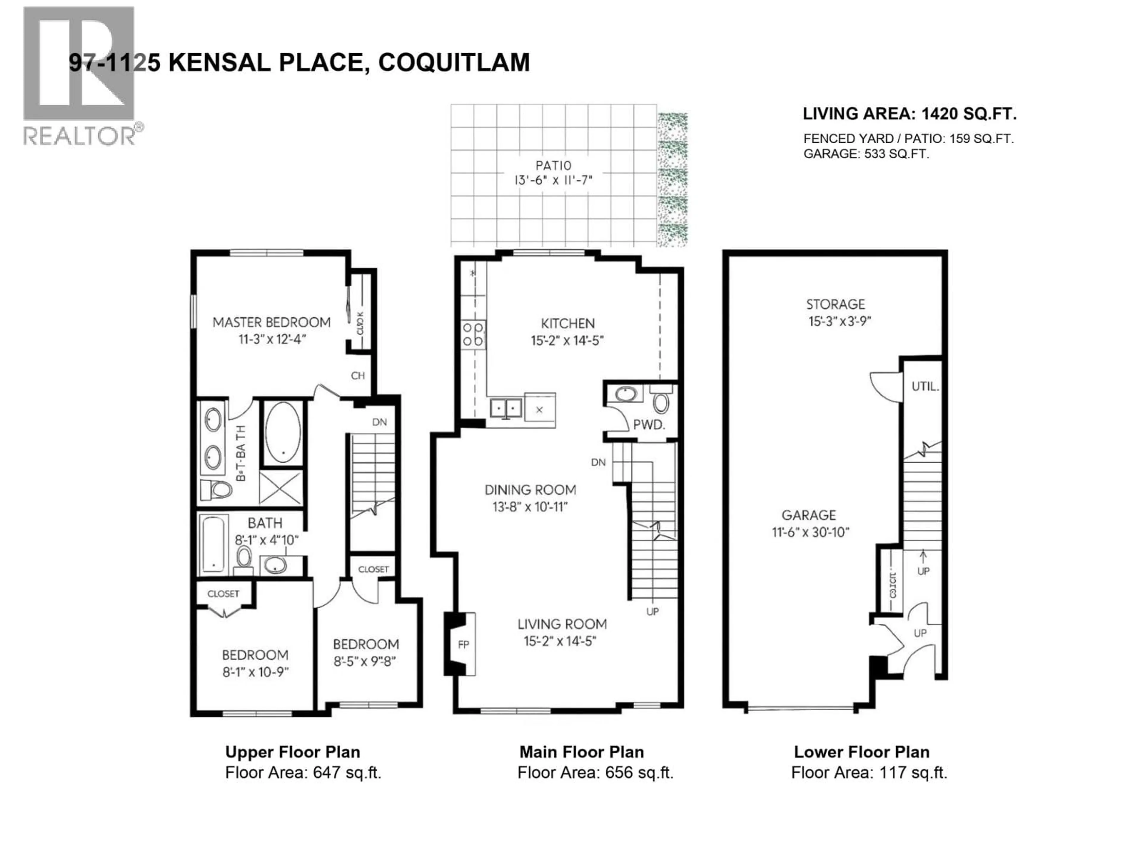 Floor plan for 97 - 1125 KENSAL PLACE, Coquitlam British Columbia V3B0G3
