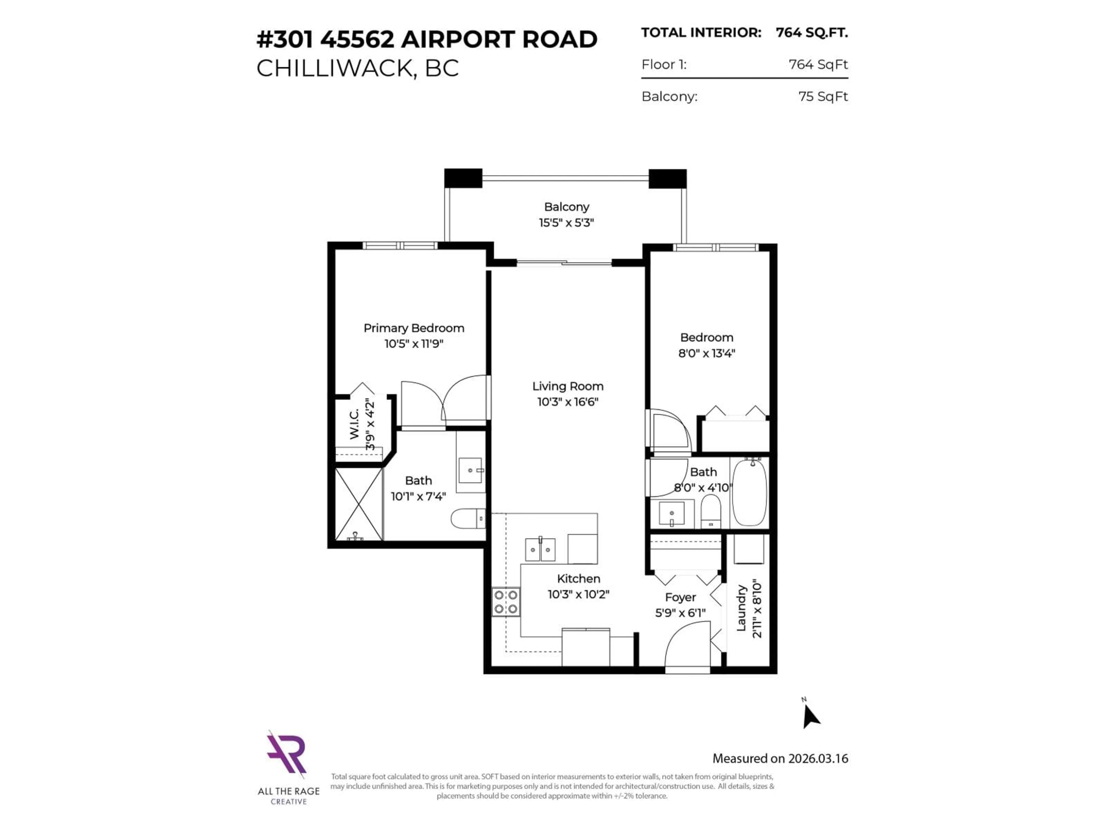 Floor plan for 301 - 45562 AIRPORT ROAD, Chilliwack British Columbia V2P0J8
