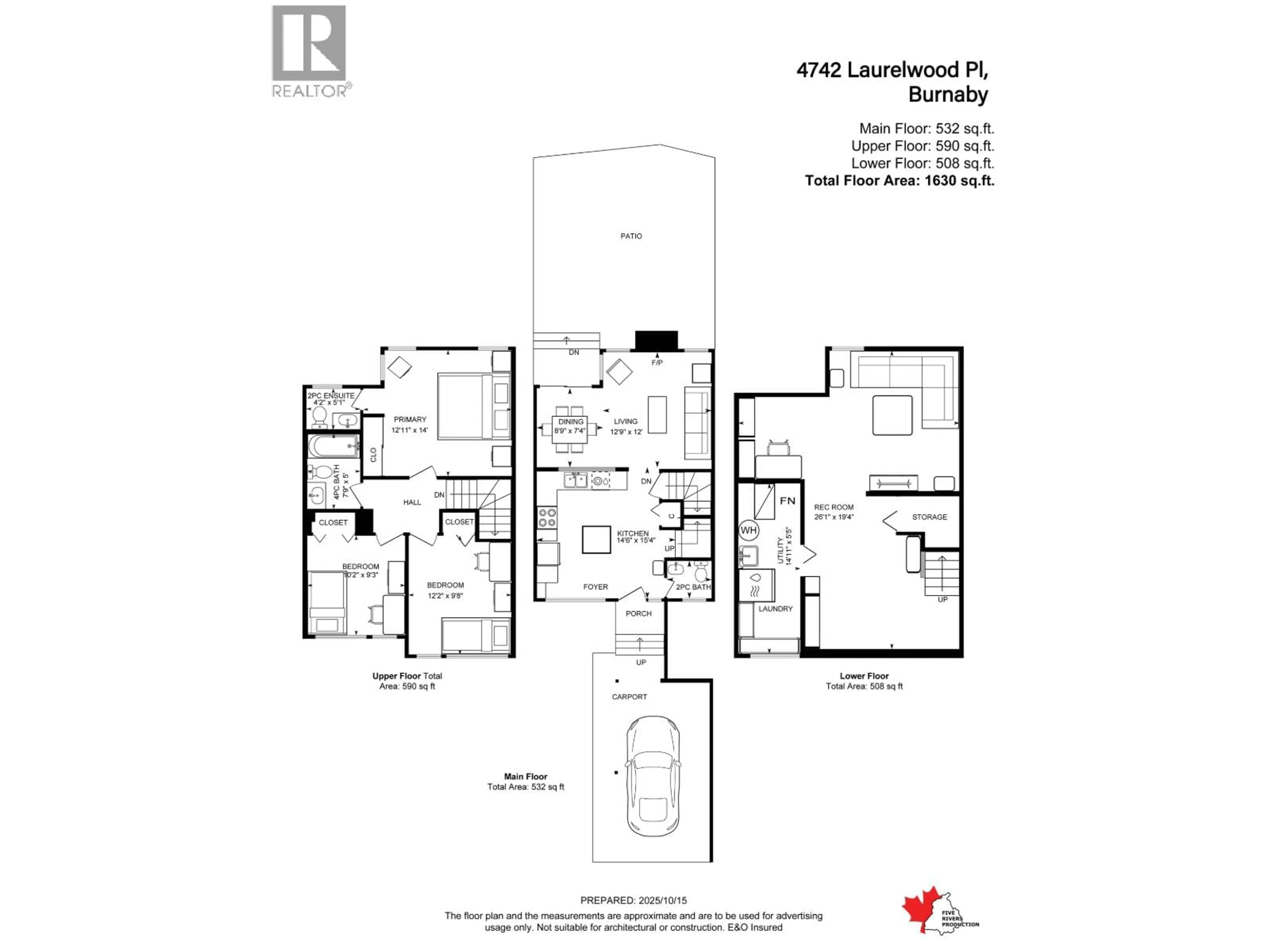 Floor plan for 4742 LAURELWOOD PLACE, Burnaby British Columbia V5G4B2