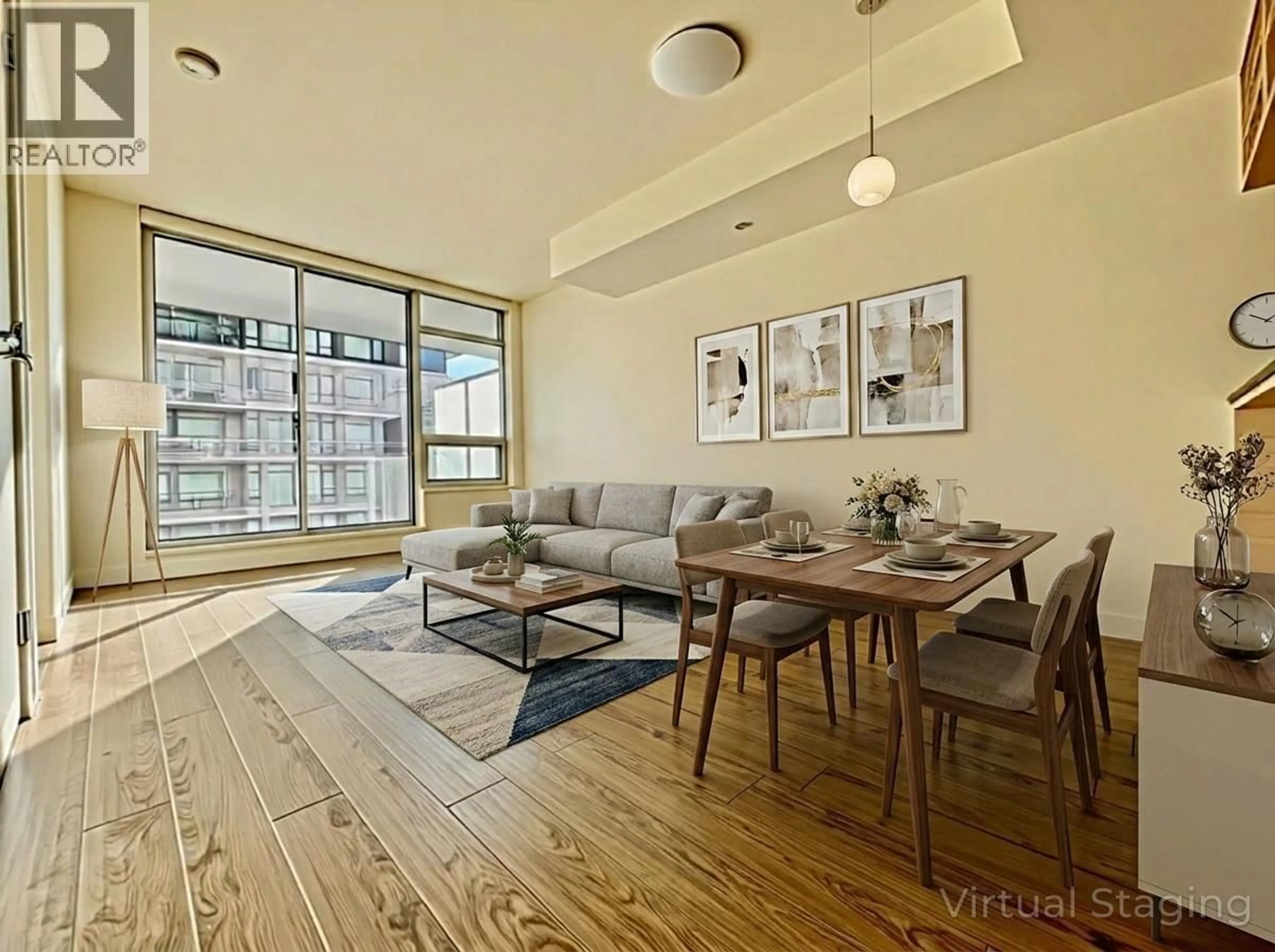 Living room with furniture, wood/laminate floor for 813 - 6188 NO. 3 ROAD, Richmond British Columbia V6Y0J3