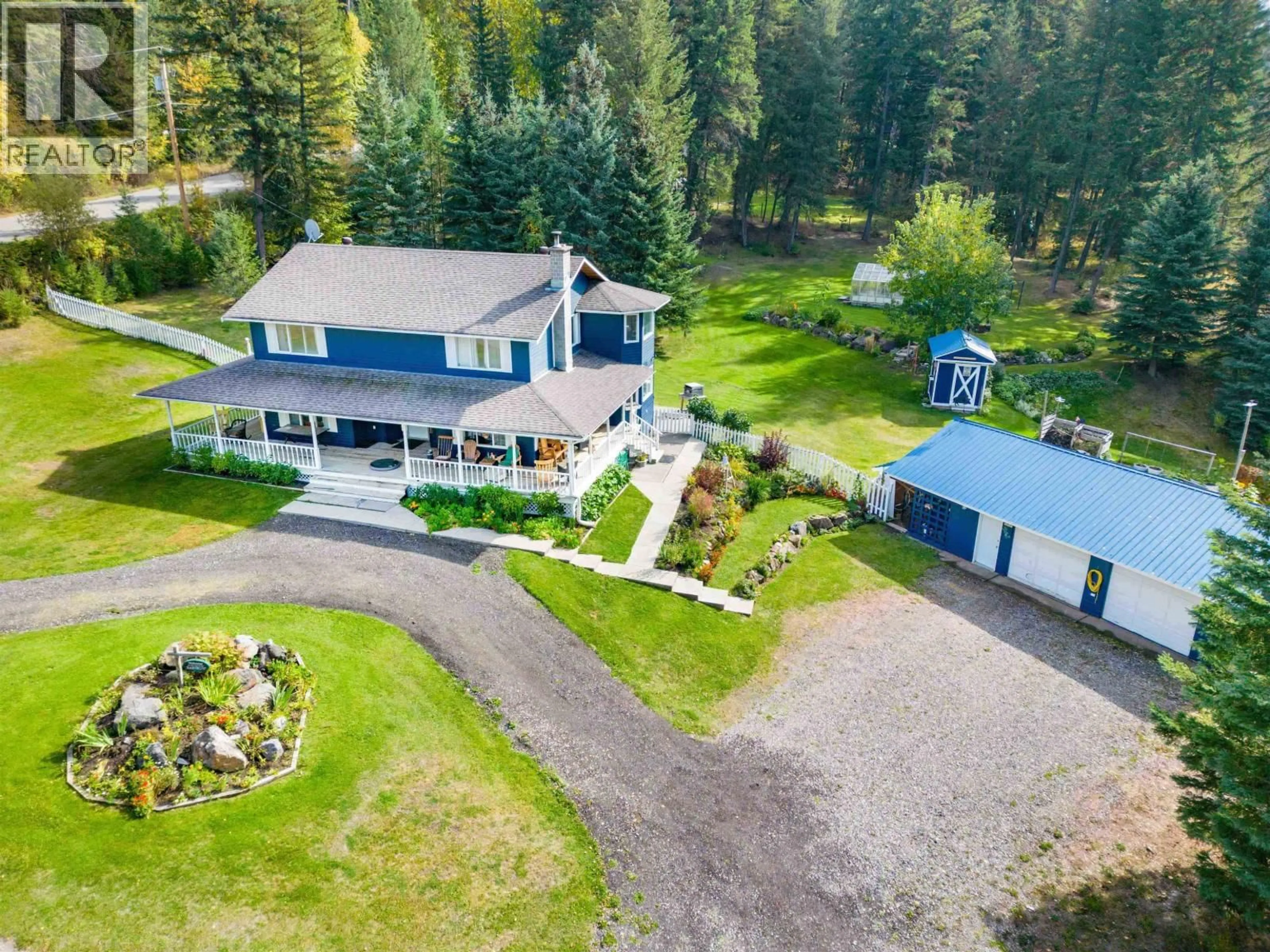 A pic from outside/outdoor area/front of a property/back of a property/a pic from drone, mountain view for 4315 RAINBOW DRIVE, Canim Lake British Columbia V0K1J0