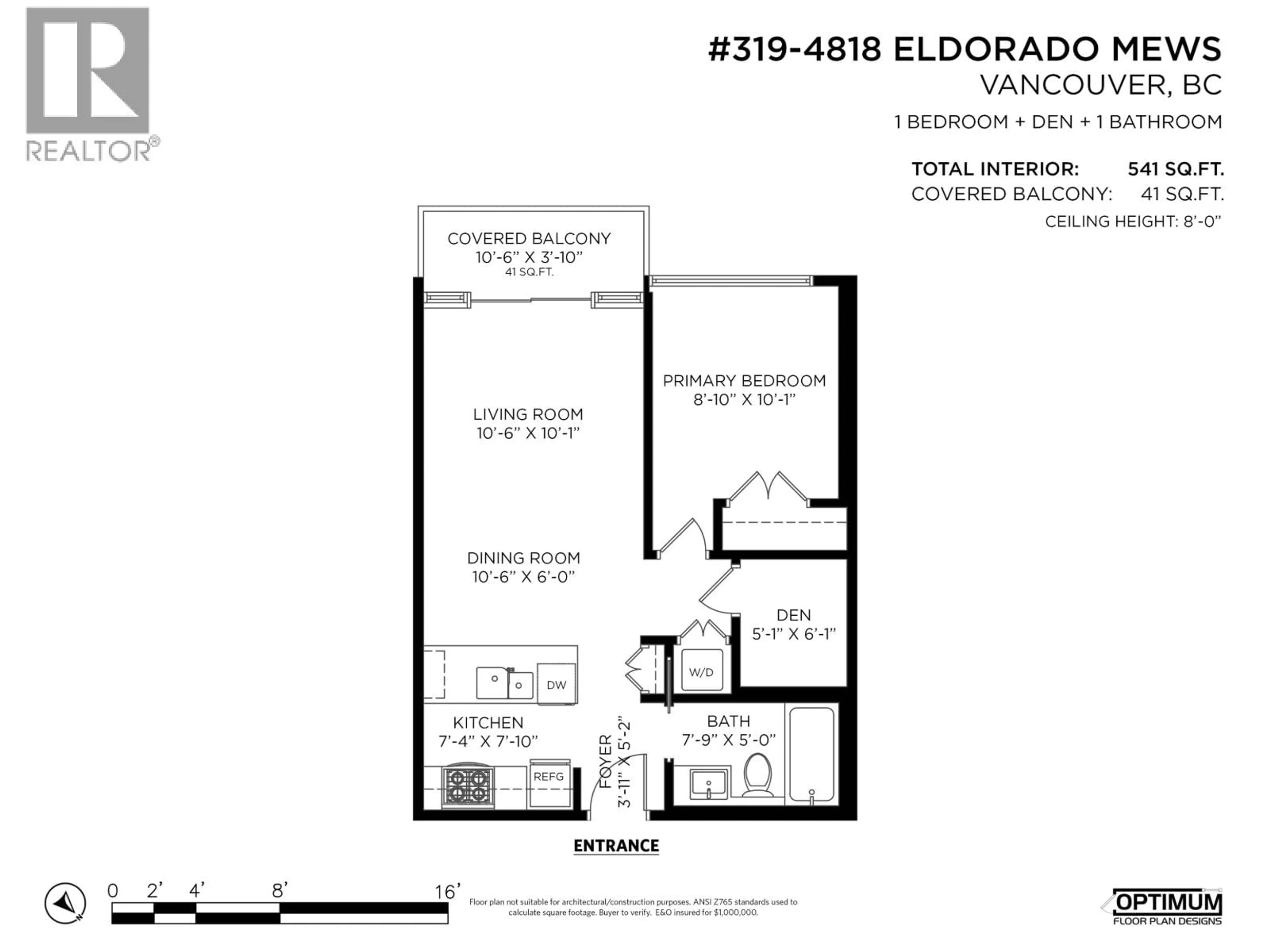 Floor plan for 319 - 4818 ELDORADO MEWS, Vancouver British Columbia V5R0B3