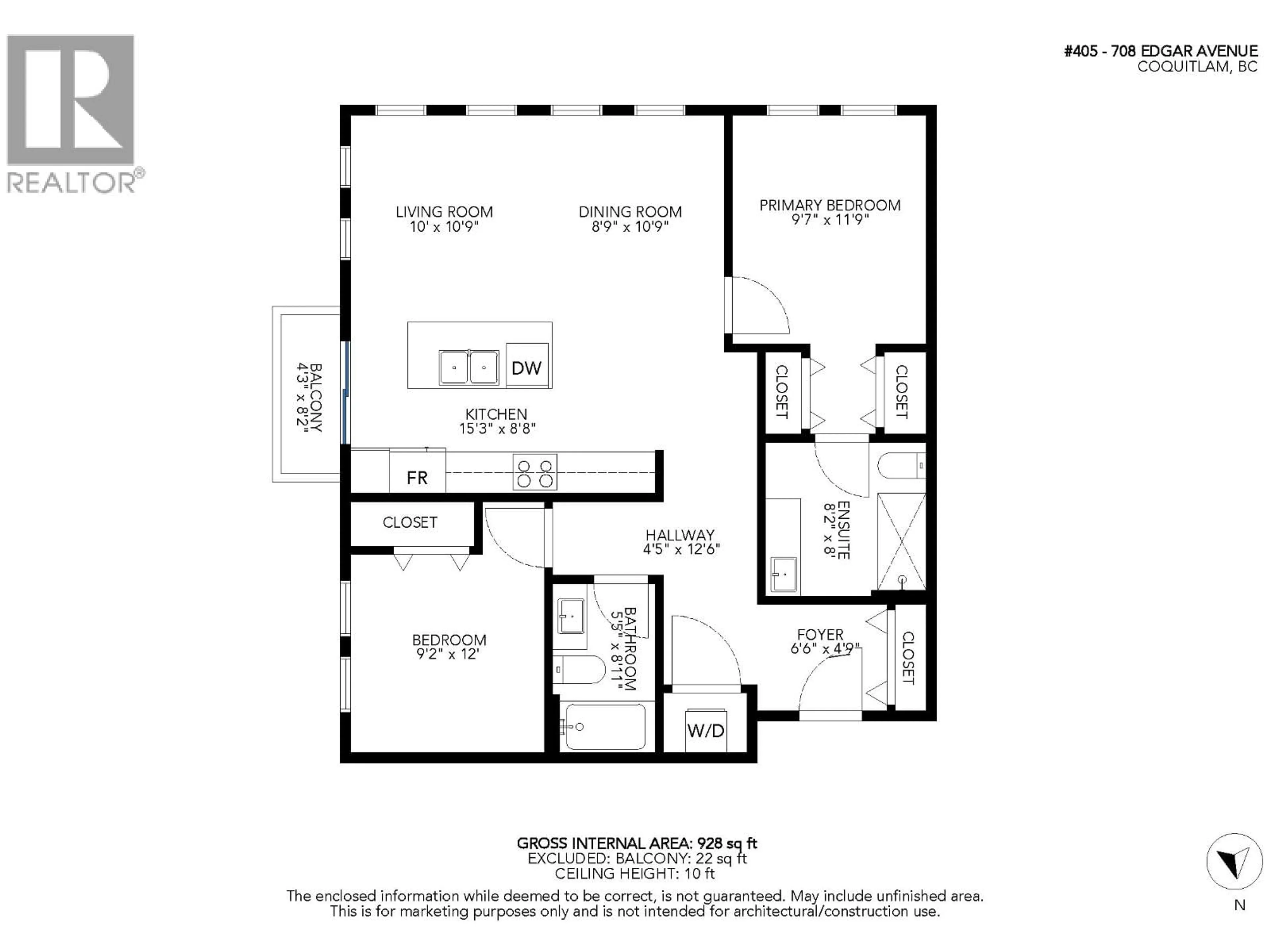 Floor plan for 405 - 708 EDGAR AVENUE, Coquitlam British Columbia V3K0H3