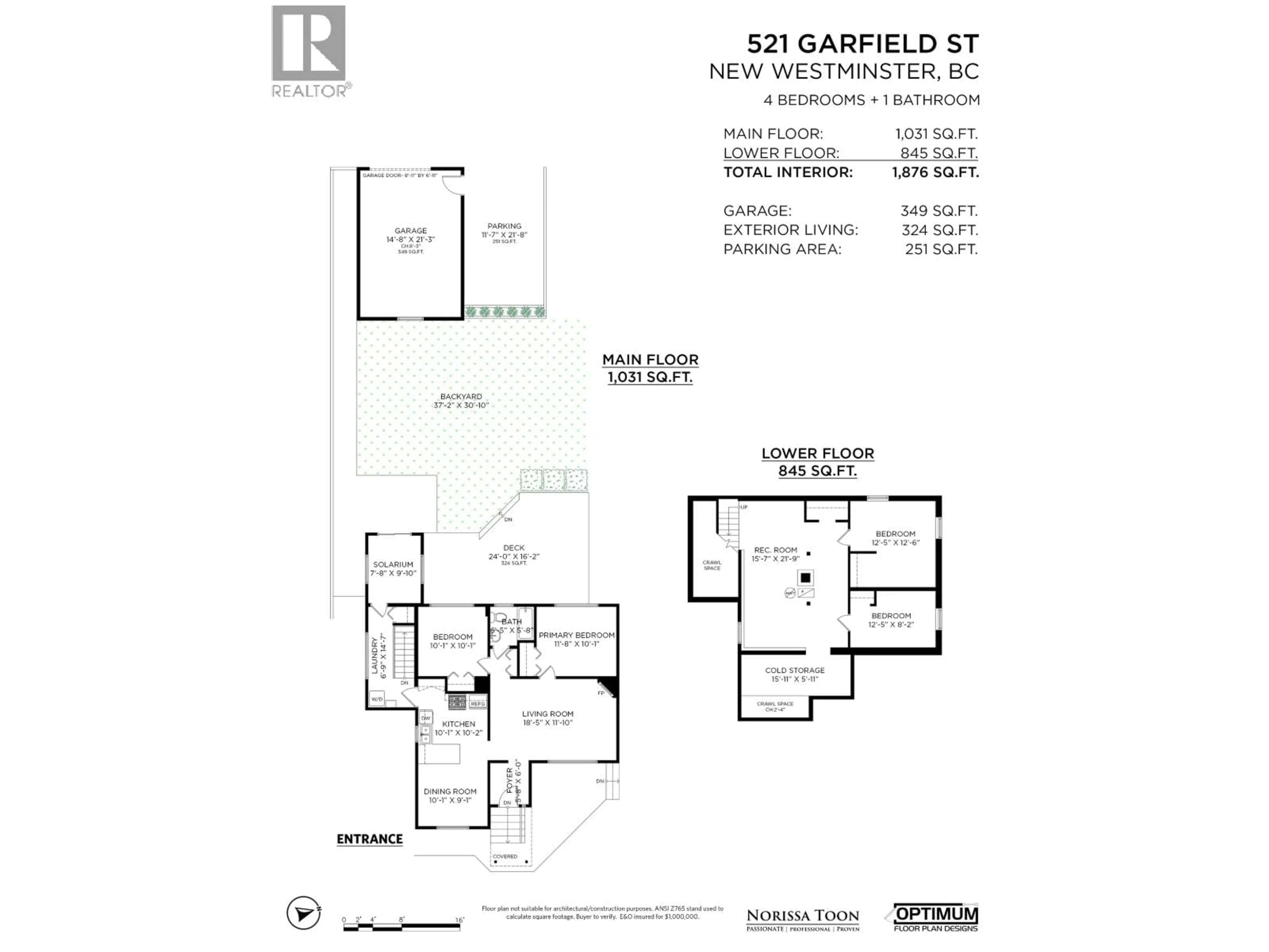 Floor plan for 521 GARFIELD STREET, New Westminster British Columbia V3L4A6