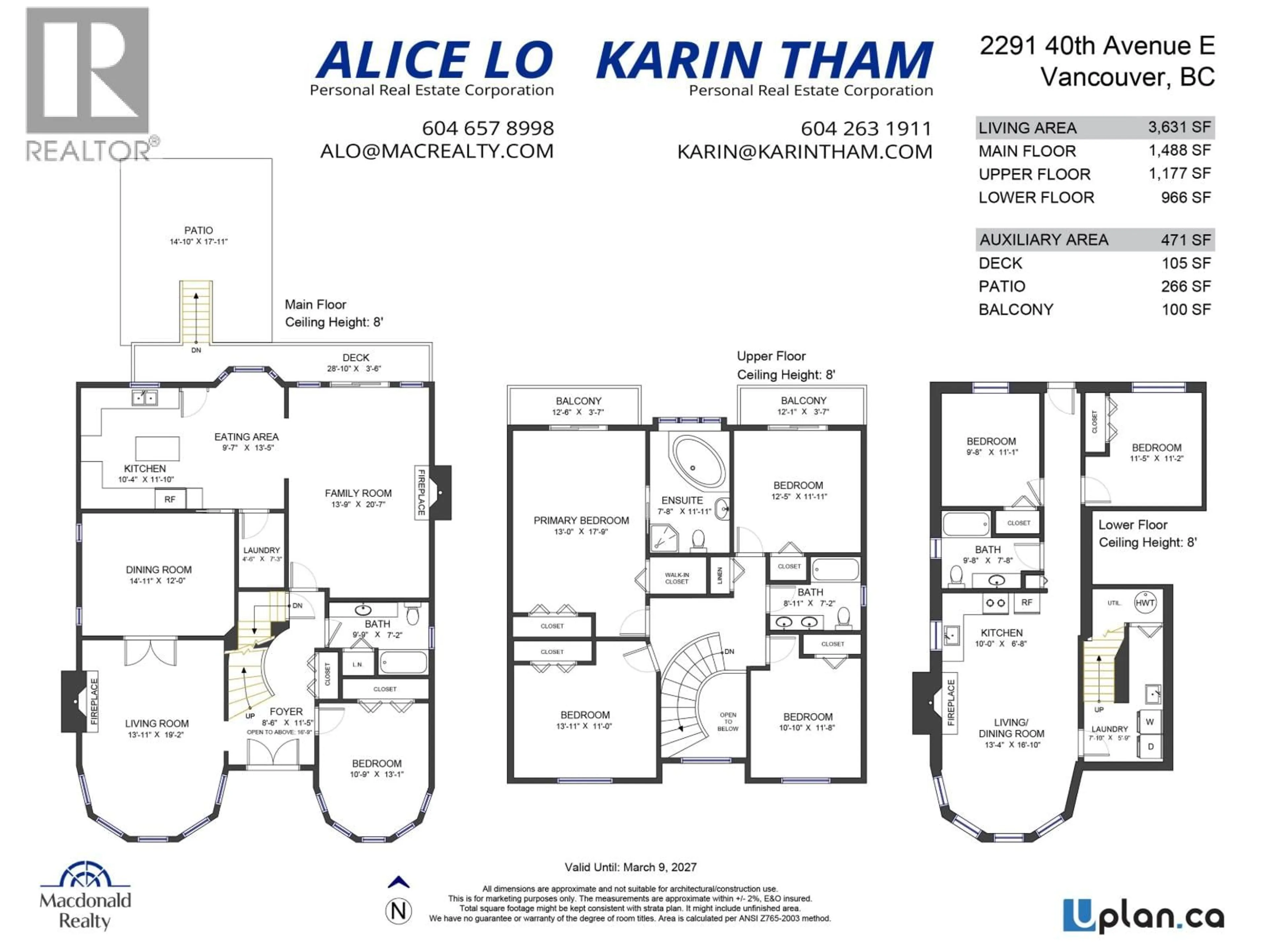 Floor plan for 2291 40TH AVENUE, Vancouver British Columbia V5P1J6