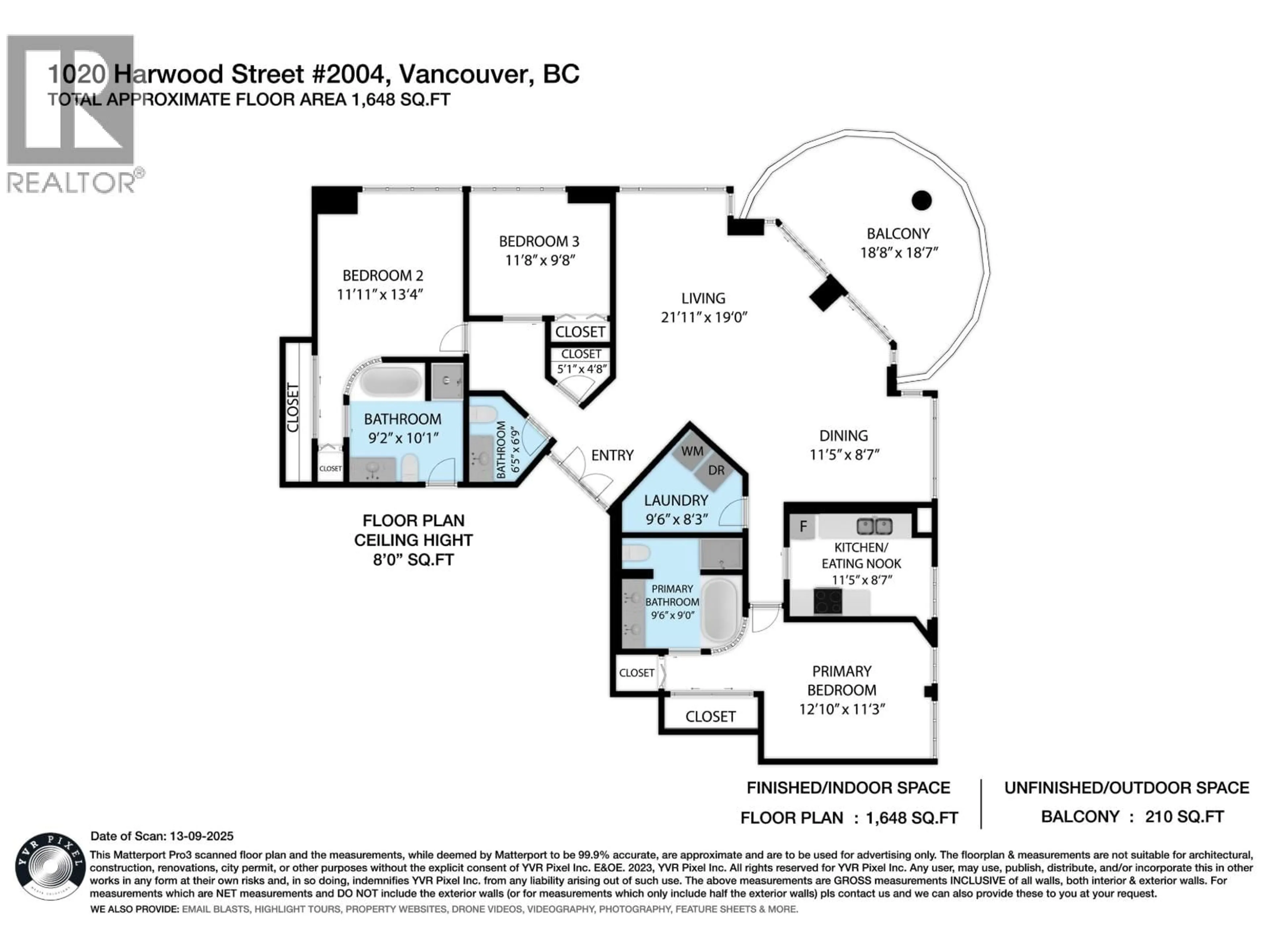 Floor plan for 2004 - 1020 HARWOOD STREET, Vancouver British Columbia V6E4R1