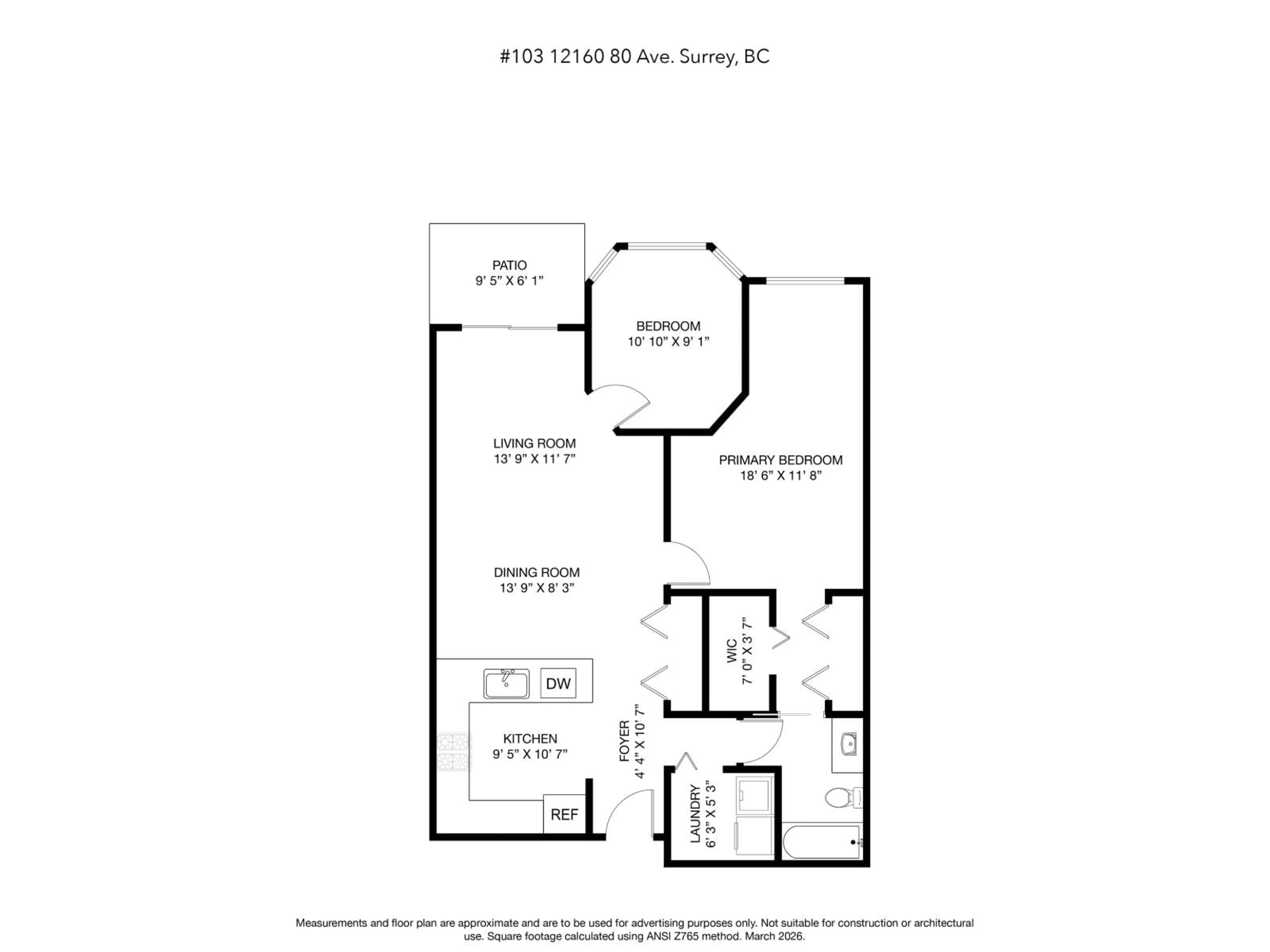 Floor plan for 103 - 12160 80 AVENUE, Surrey British Columbia V3W0V3