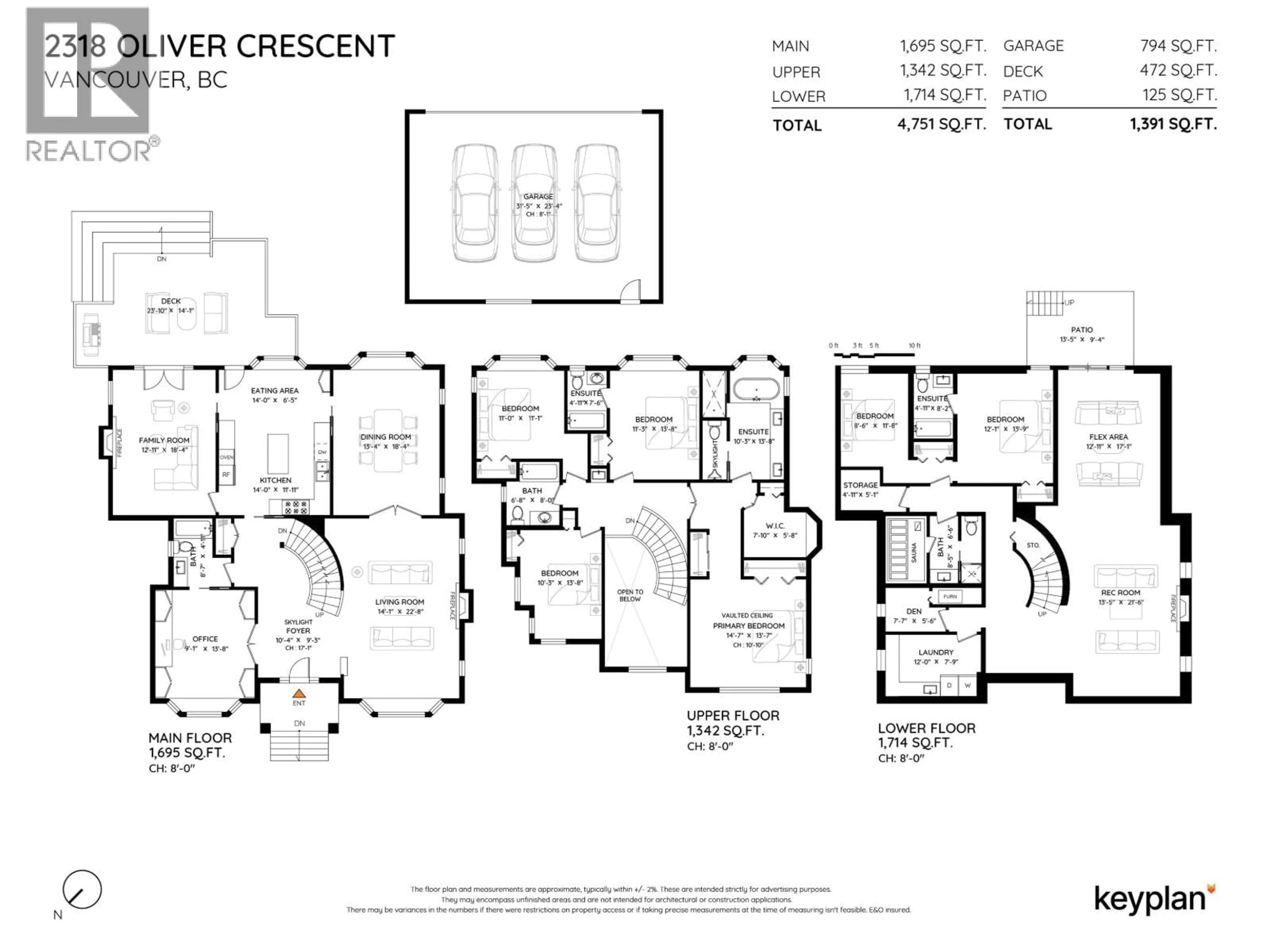 Floor plan for 2318 OLIVER CRESCENT, Vancouver British Columbia V6L1S5