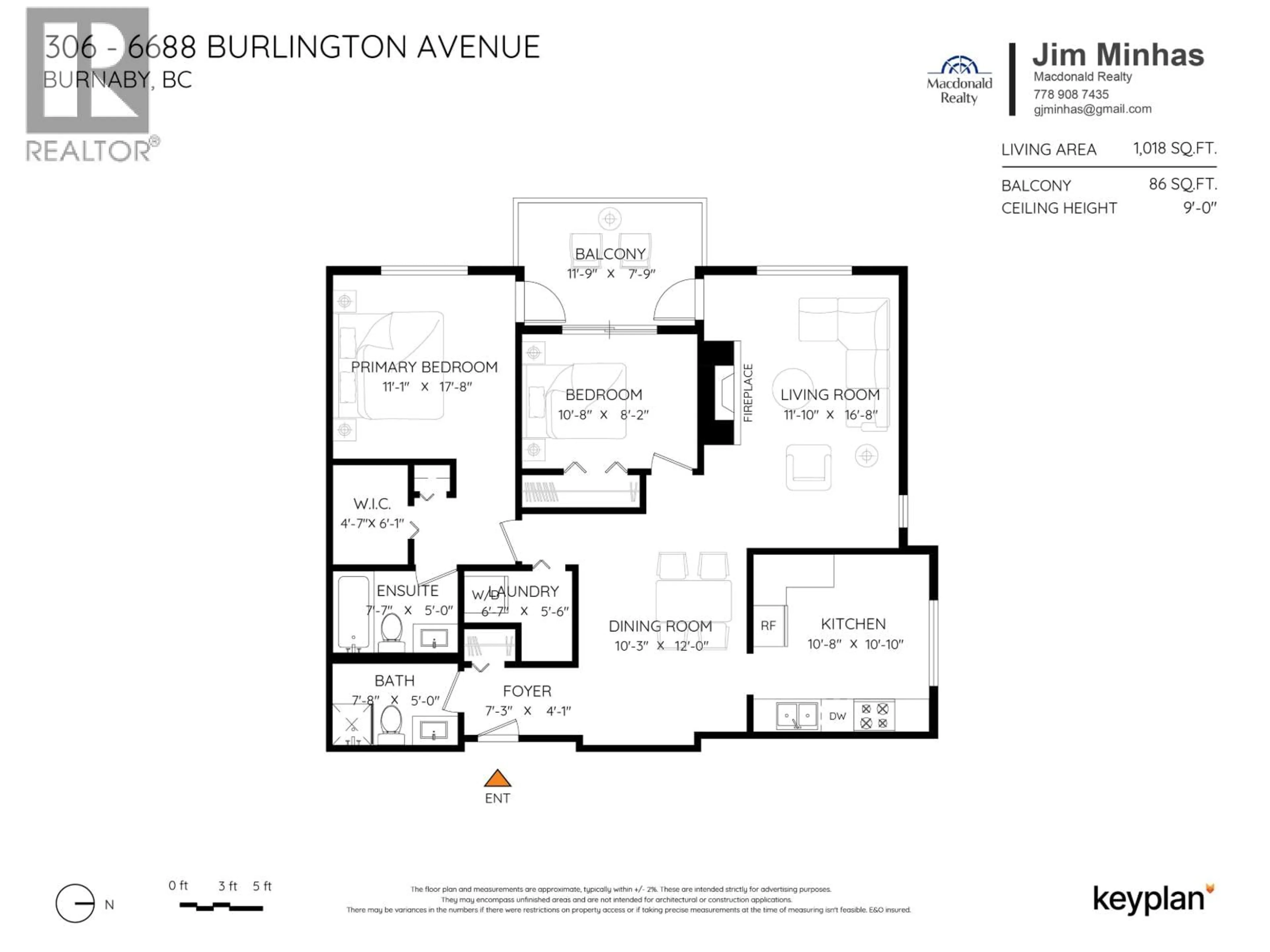 Floor plan for 306 - 6688 BURLINGTON AVENUE, Burnaby British Columbia V5H3M9
