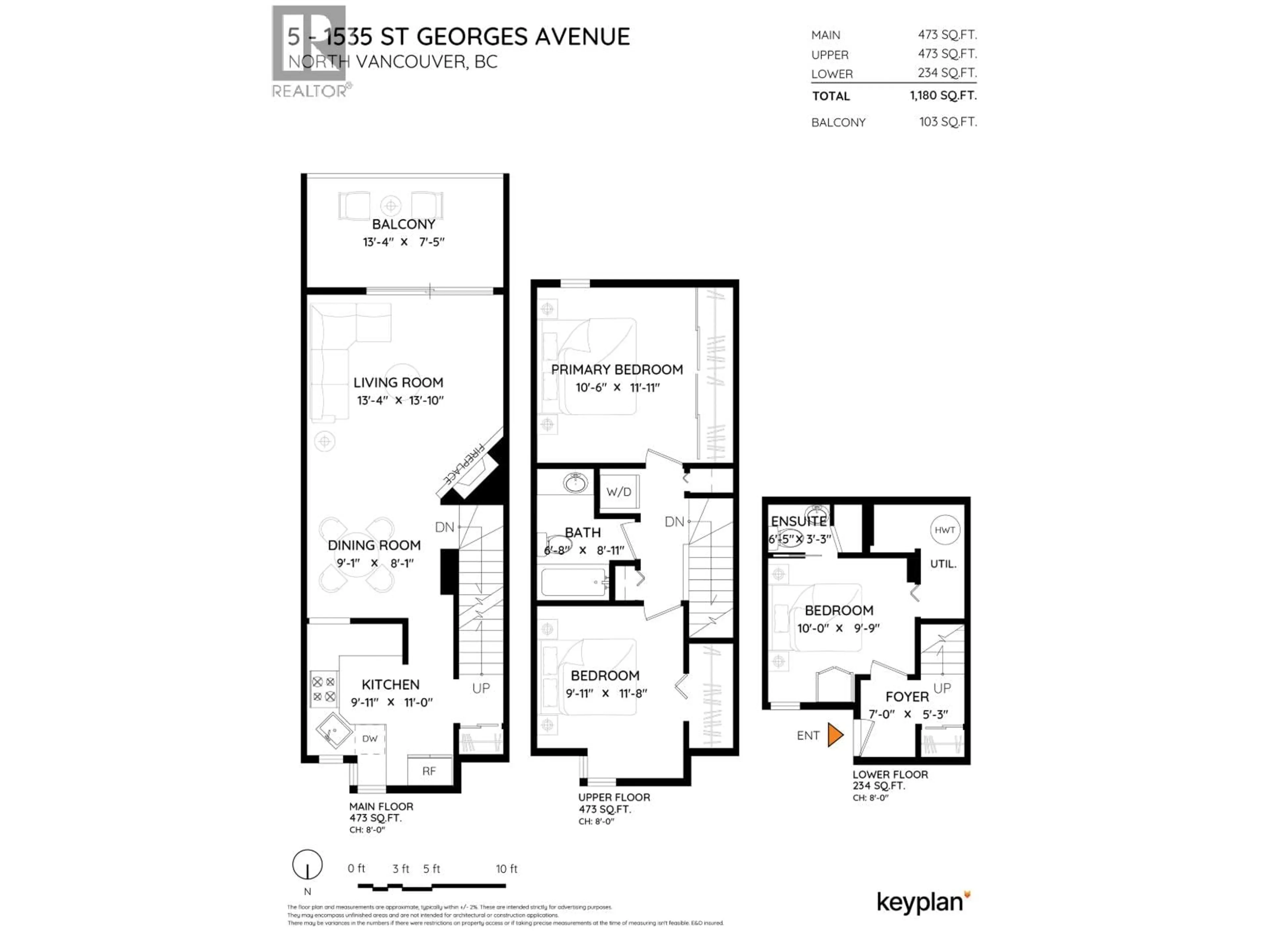 Floor plan for 5 - 1535 ST. GEORGES AVENUE, North Vancouver British Columbia V7L3J6