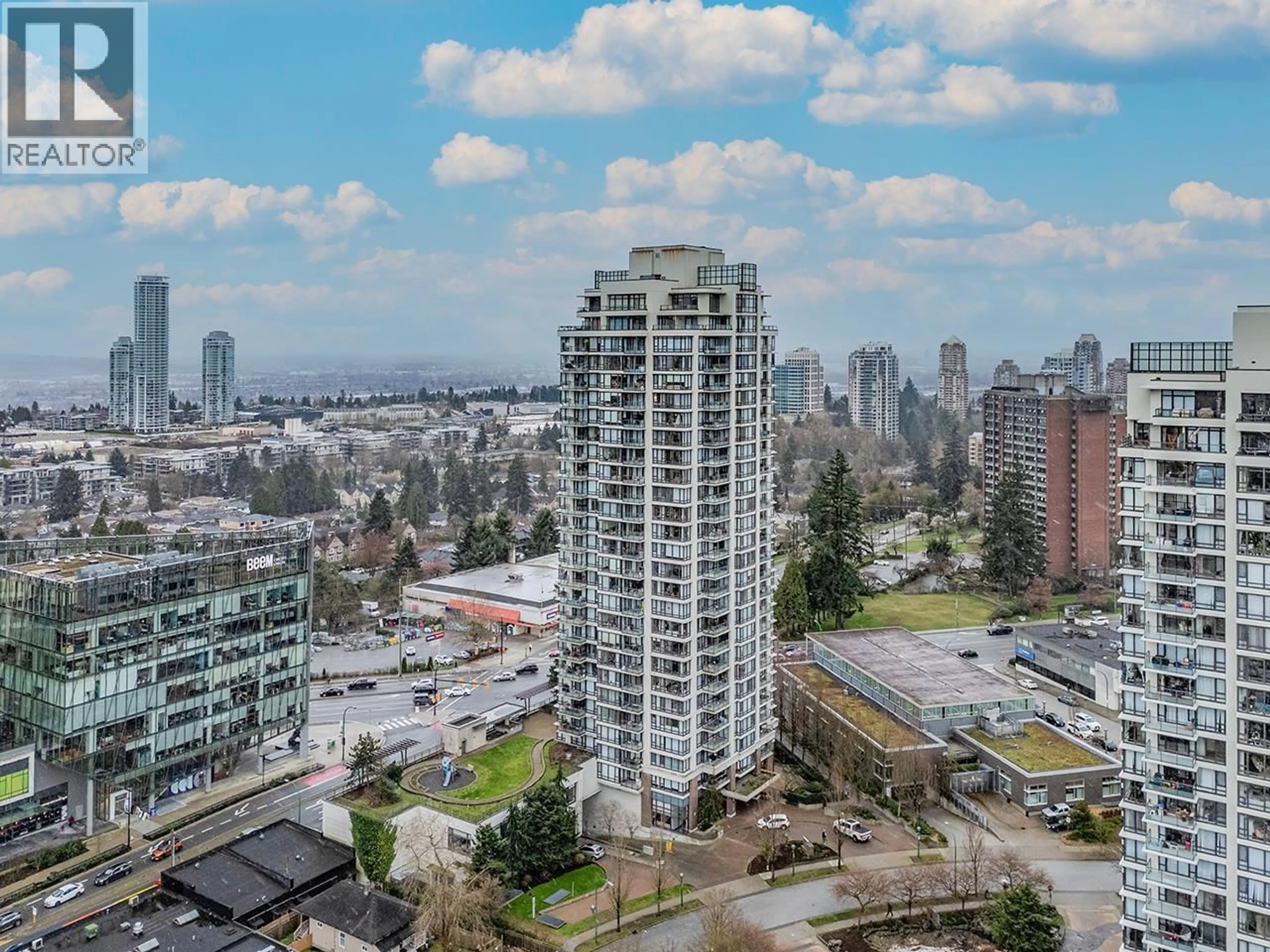 A pic from outside/outdoor area/front of a property/back of a property/a pic from drone, city buildings view from balcony for 303 - 7328 ARCOLA STREET, Burnaby British Columbia V5E0A7