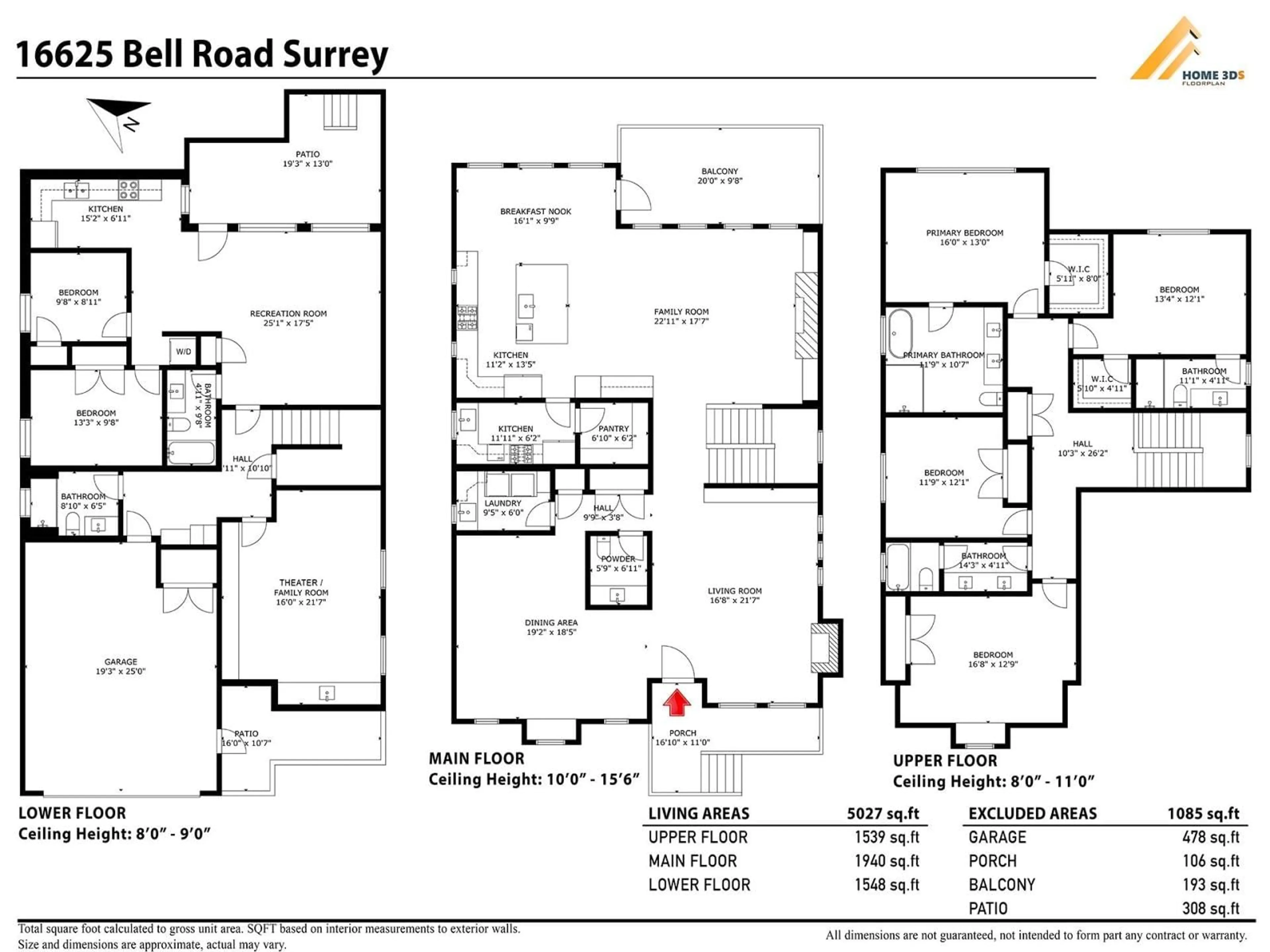 Floor plan for 16625 BELL ROAD ROAD, Surrey British Columbia V3S1H7