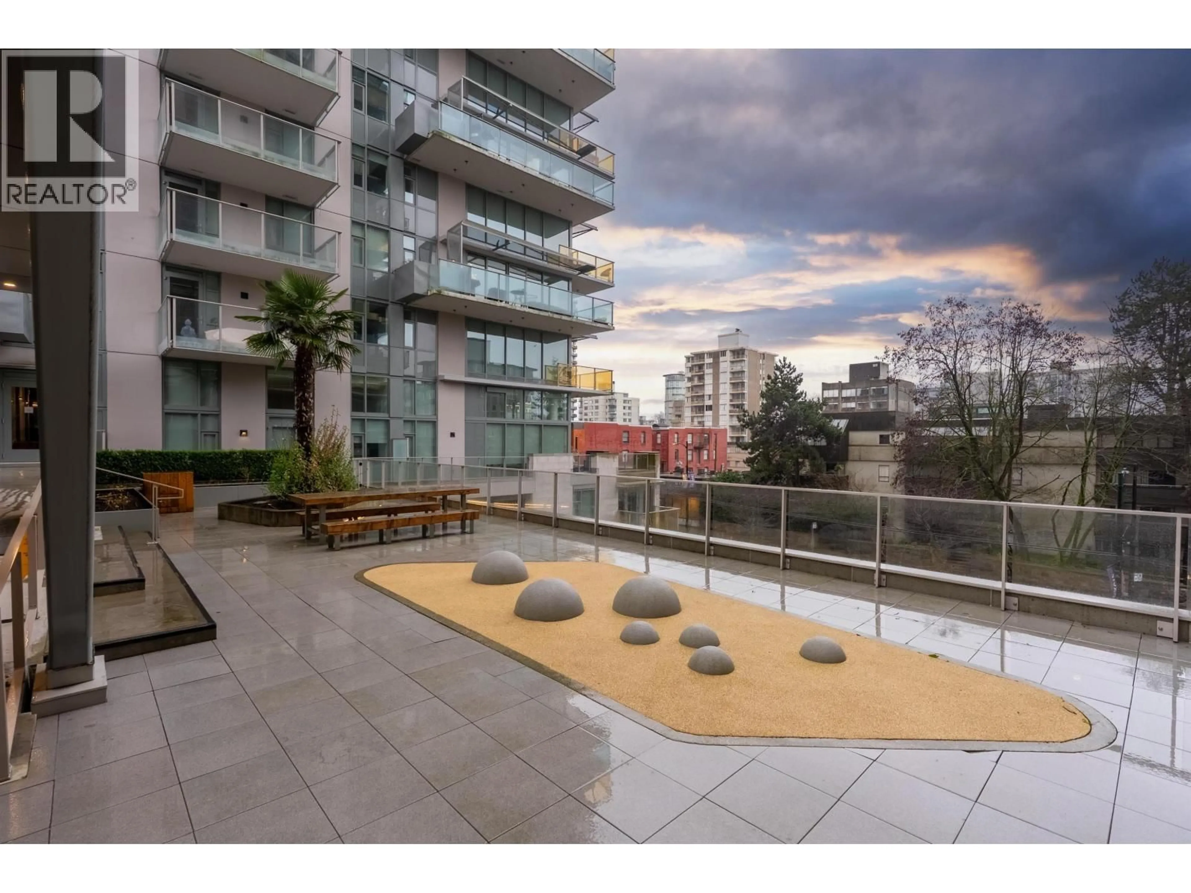 Patio, city buildings view from balcony for 203 - 1365 DAVIE STREET, Vancouver British Columbia V6E1N5