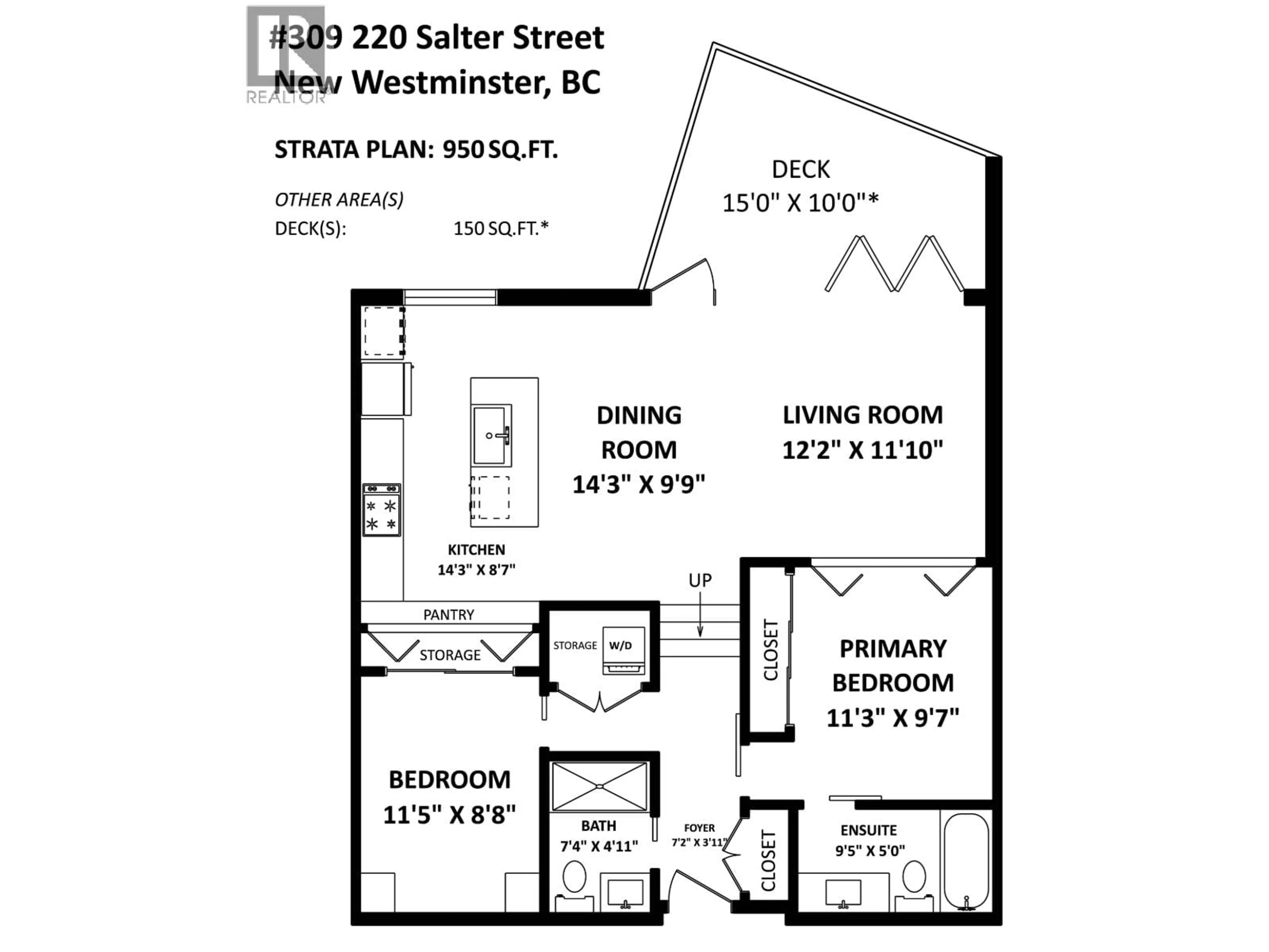 Floor plan for 309 - 220 SALTER STREET, New Westminster British Columbia V3M0H4