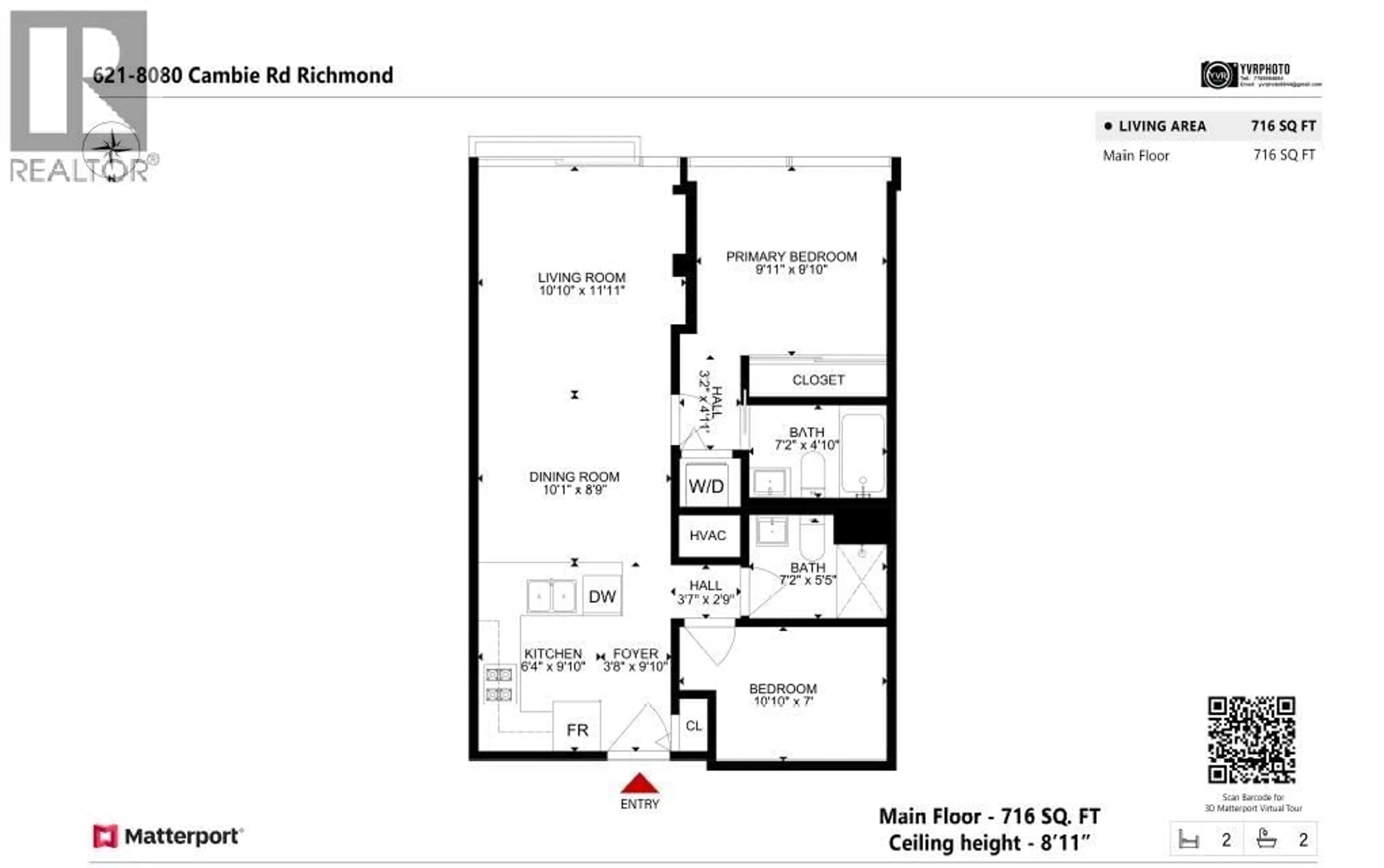 Floor plan for 621 - 8080 CAMBIE ROAD, Richmond British Columbia V6X0C1