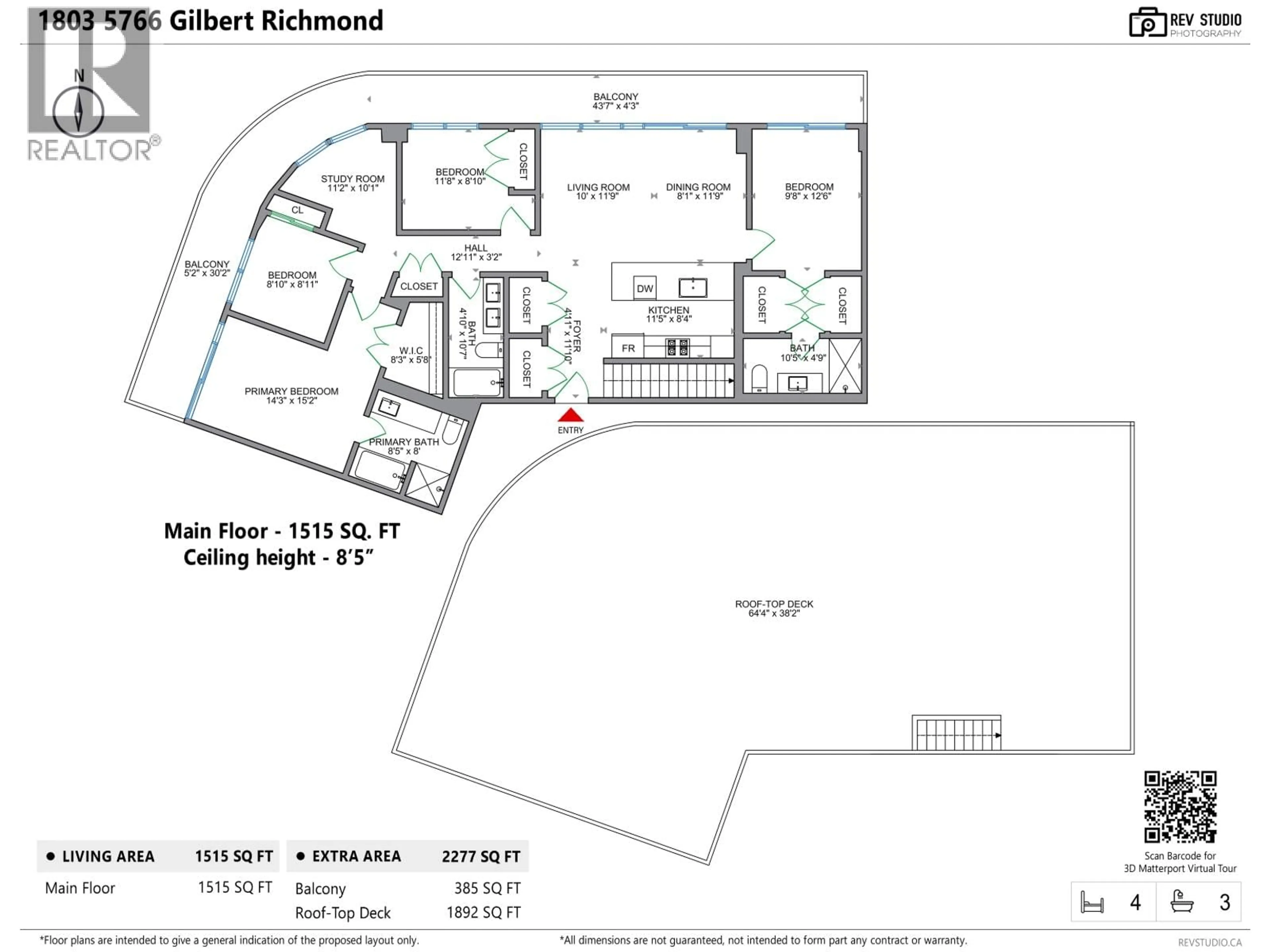 Floor plan for 1803 - 5766 GILBERT ROAD, Richmond British Columbia V7C0G2
