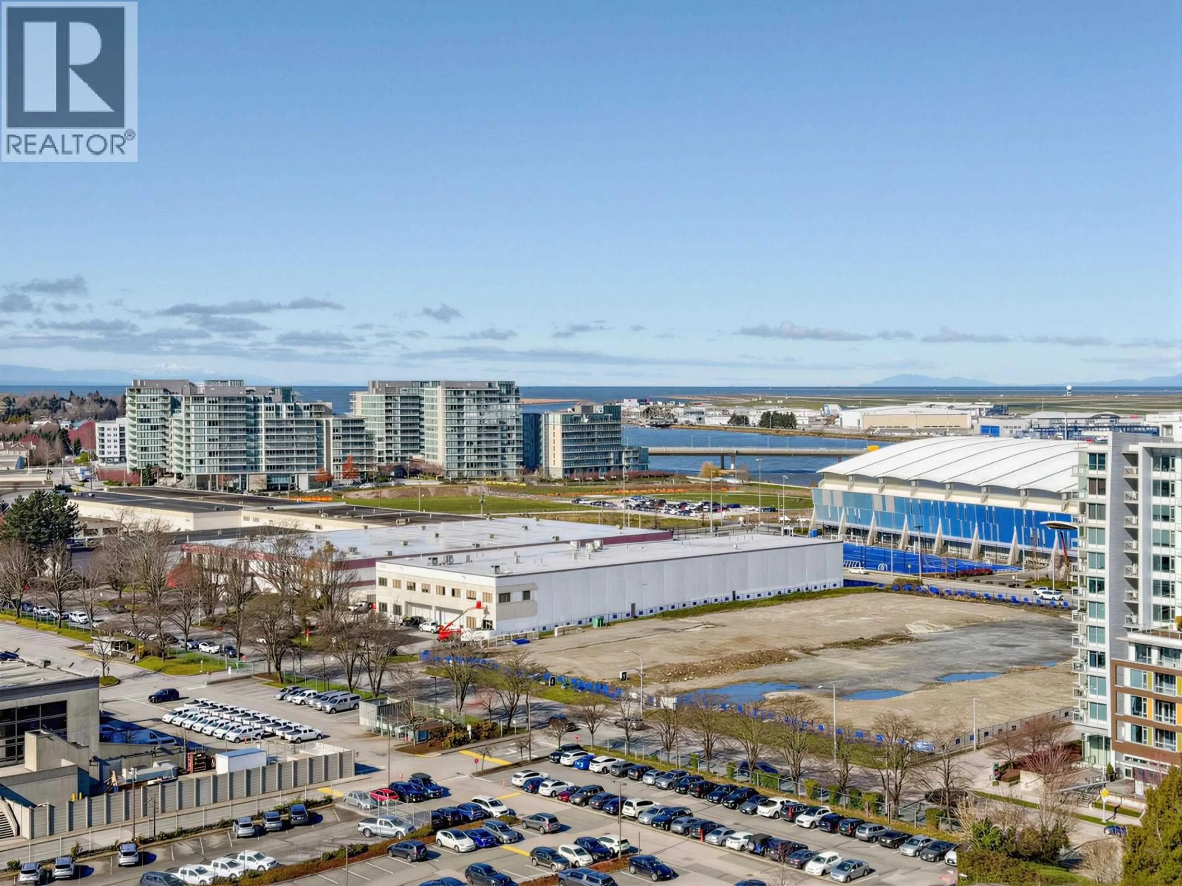 A pic from outside/outdoor area/front of a property/back of a property/a pic from drone, water/lake/river/ocean view for 1803 - 5766 GILBERT ROAD, Richmond British Columbia V7C0G2