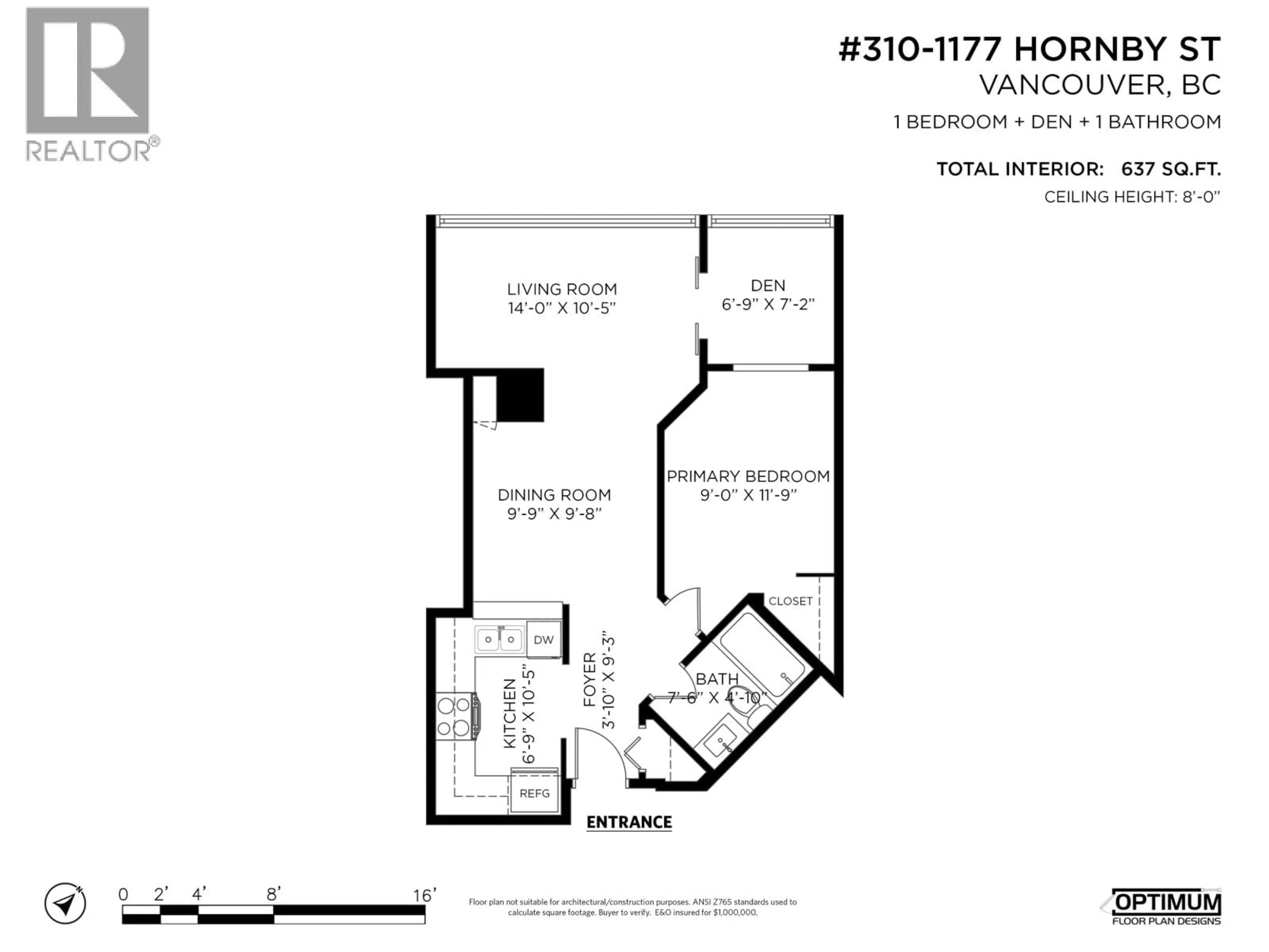 Floor plan for 310 - 1177 HORNBY STREET, Vancouver British Columbia V6Z2E9