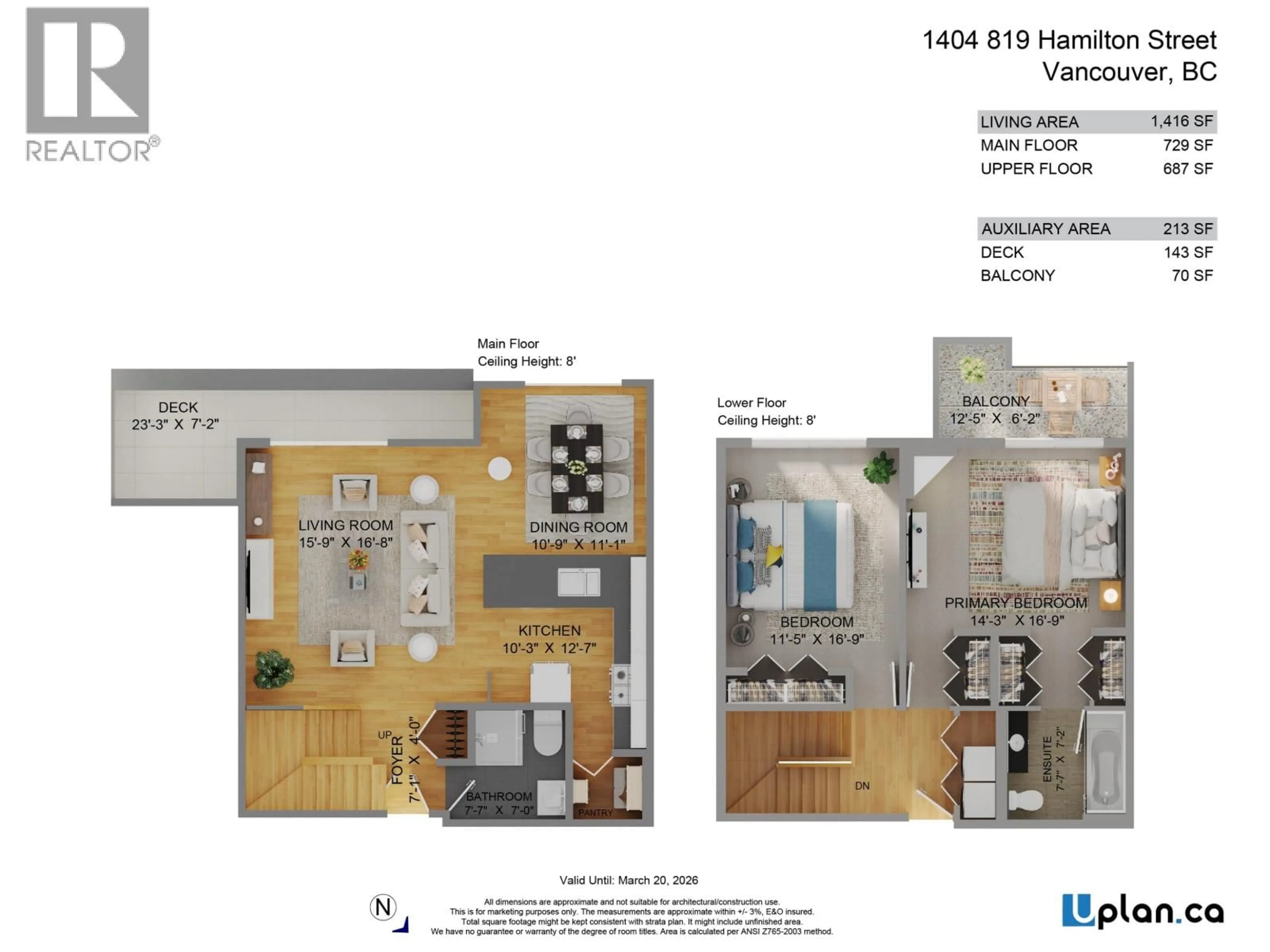 Floor plan for 1404 - 819 HAMILTON STREET, Vancouver British Columbia V6B6M2