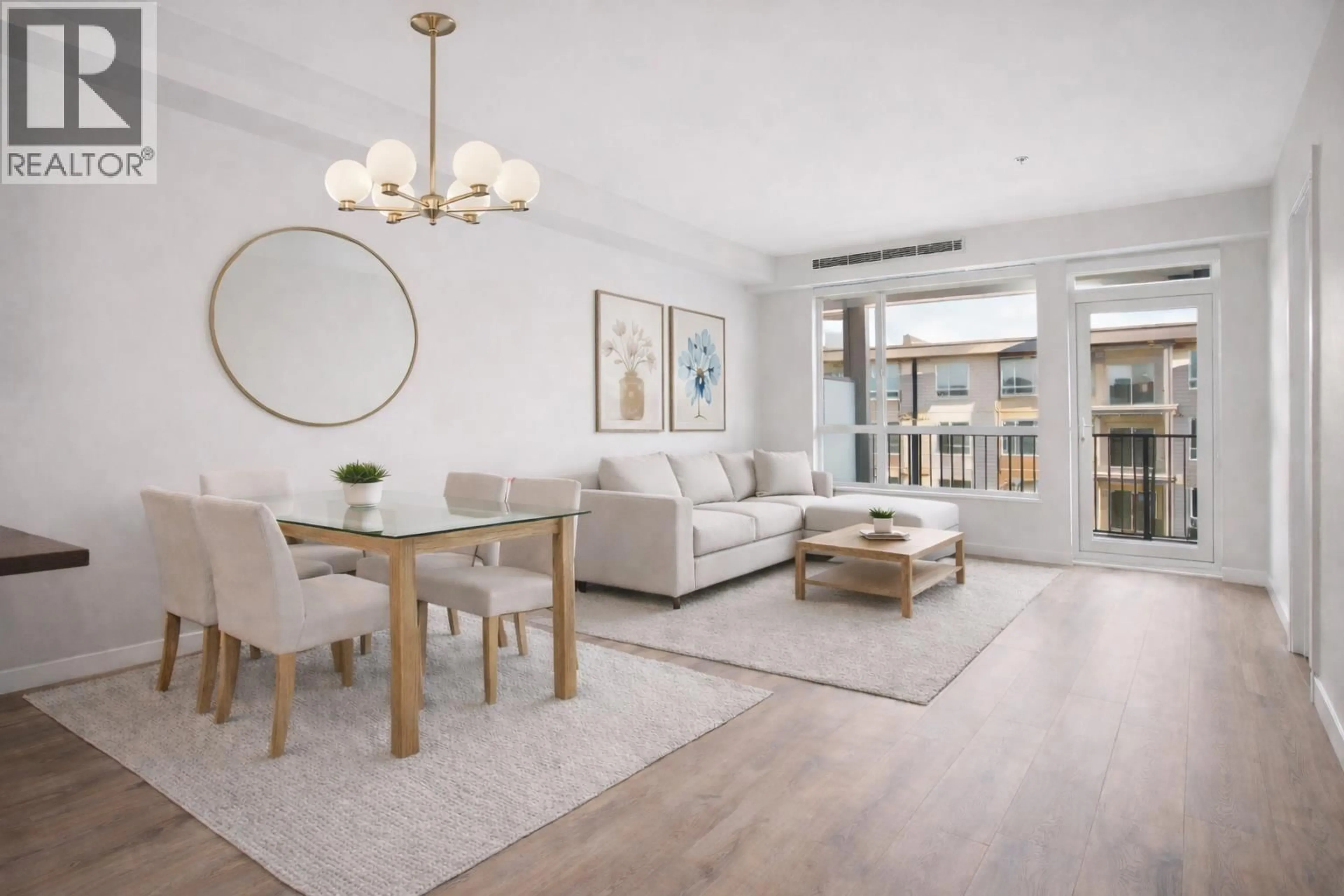 Living room with furniture, wood/laminate floor for 330 - 23200 GILLEY ROAD, Richmond British Columbia V6V0C7