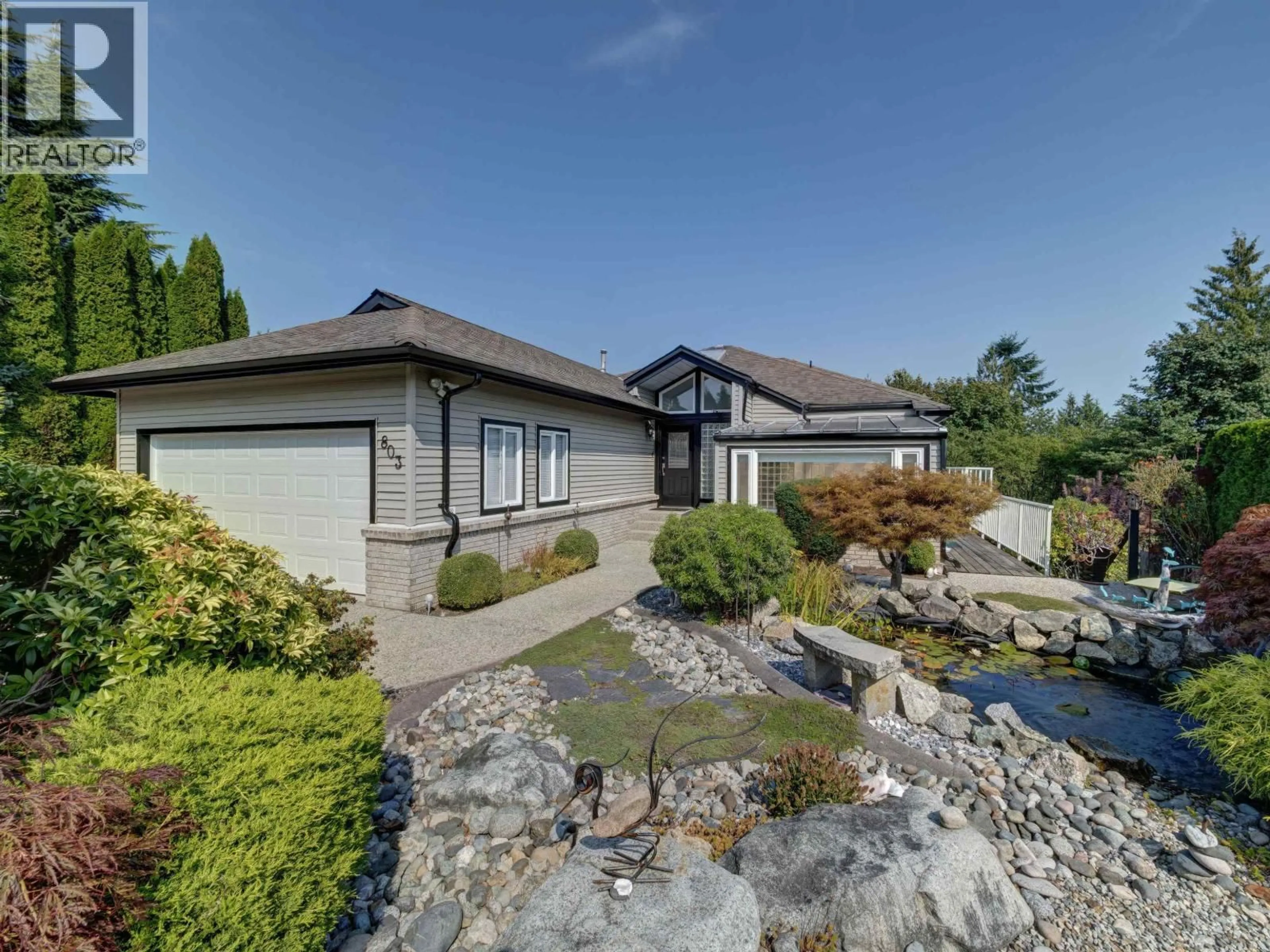 A pic from outside/outdoor area/front of a property/back of a property/a pic from drone, water/lake/river/ocean view for 803 OCEANMOUNT BOULEVARD, Gibsons British Columbia V0N1V8