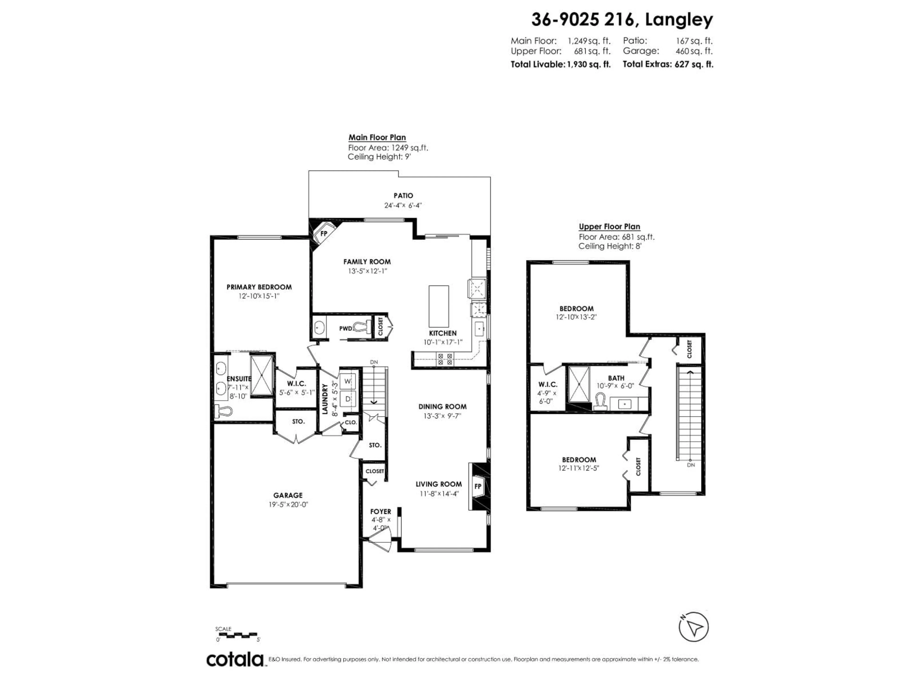 Floor plan for 36 - 9025 216 STREET, Langley British Columbia V1M2Z8