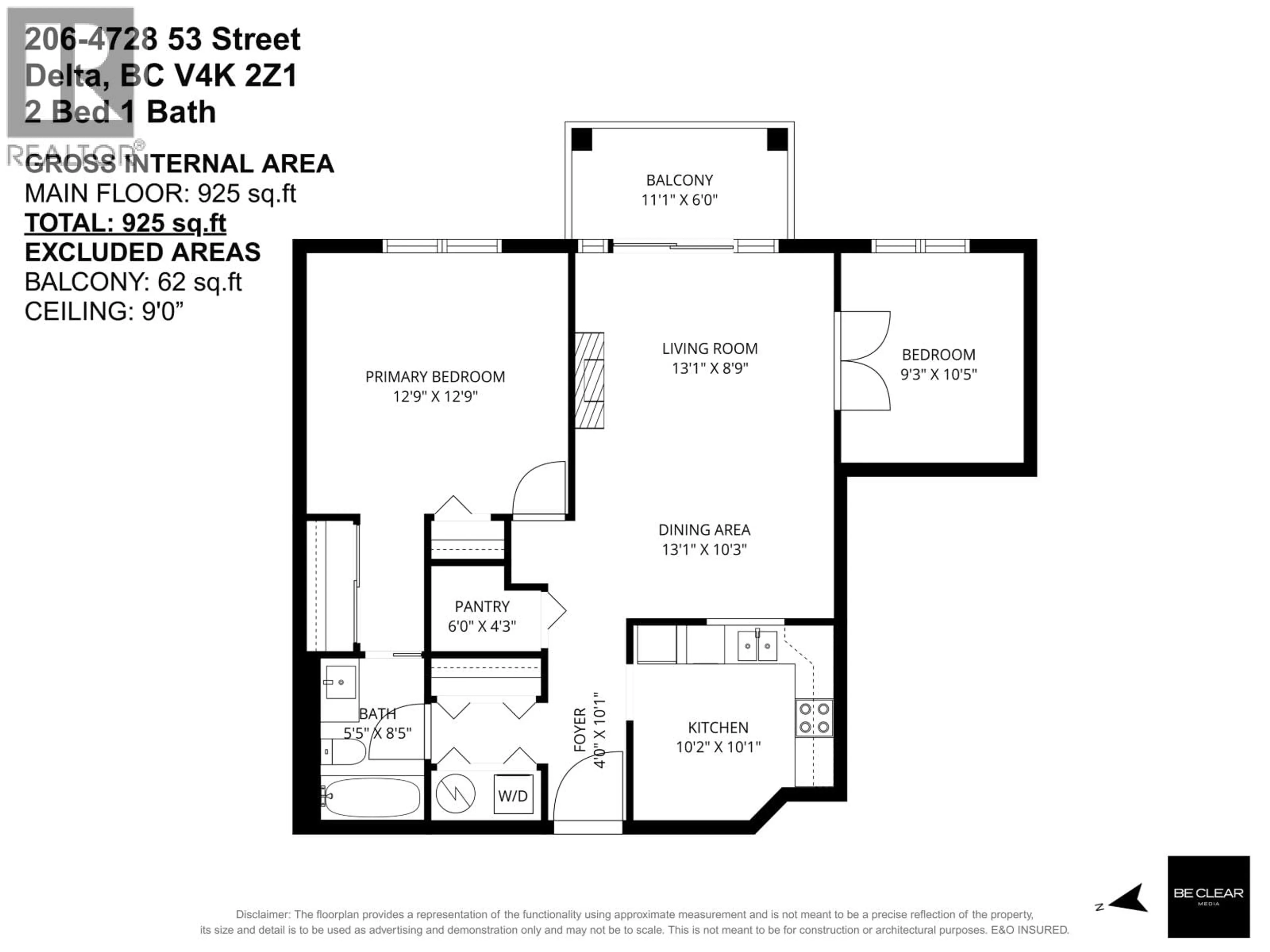 Floor plan for 206 - 4728 53 STREET, Delta British Columbia V4K2Z1